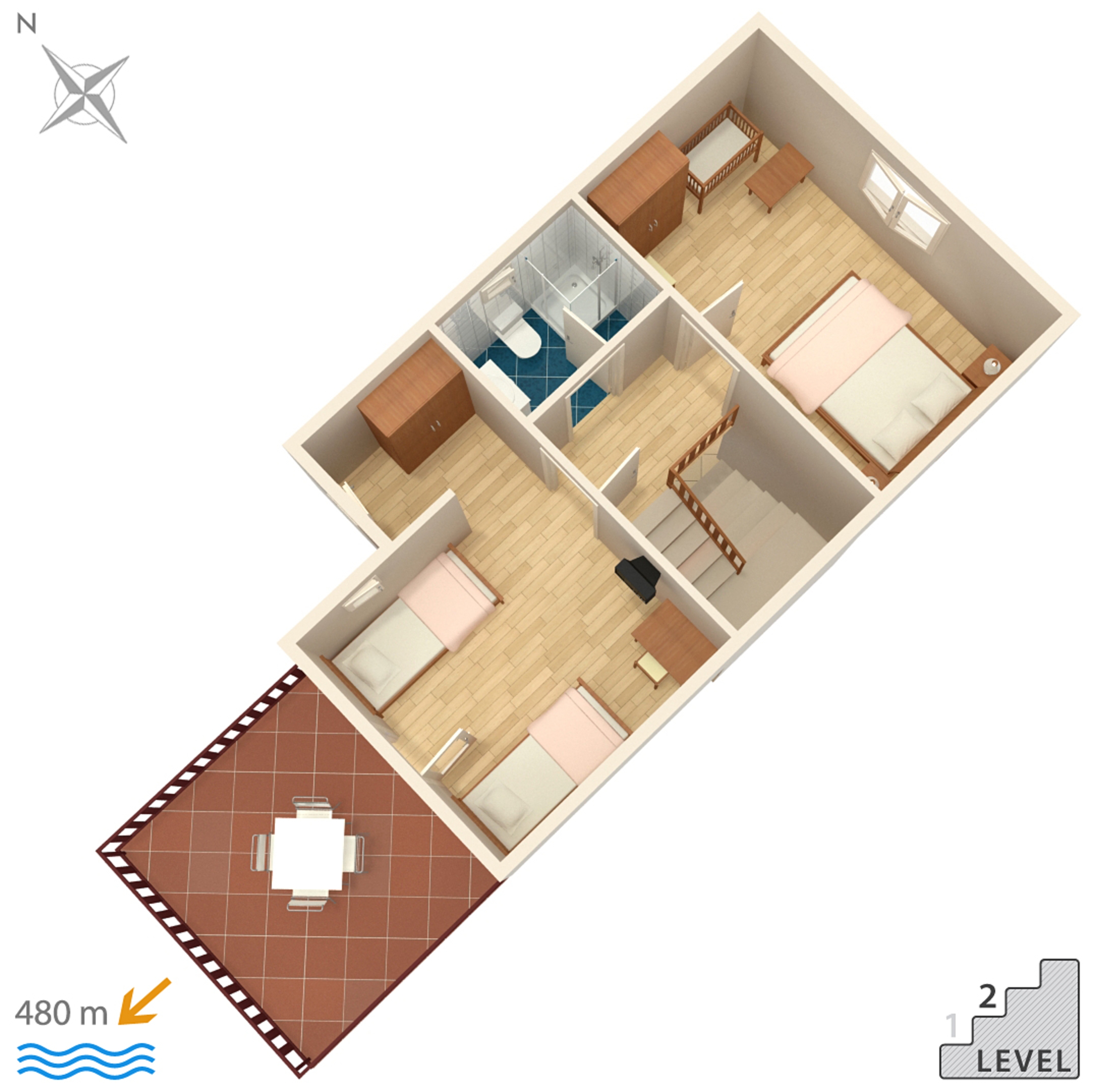Two bedroom apartment with terrace Njivice, Krk  A-b