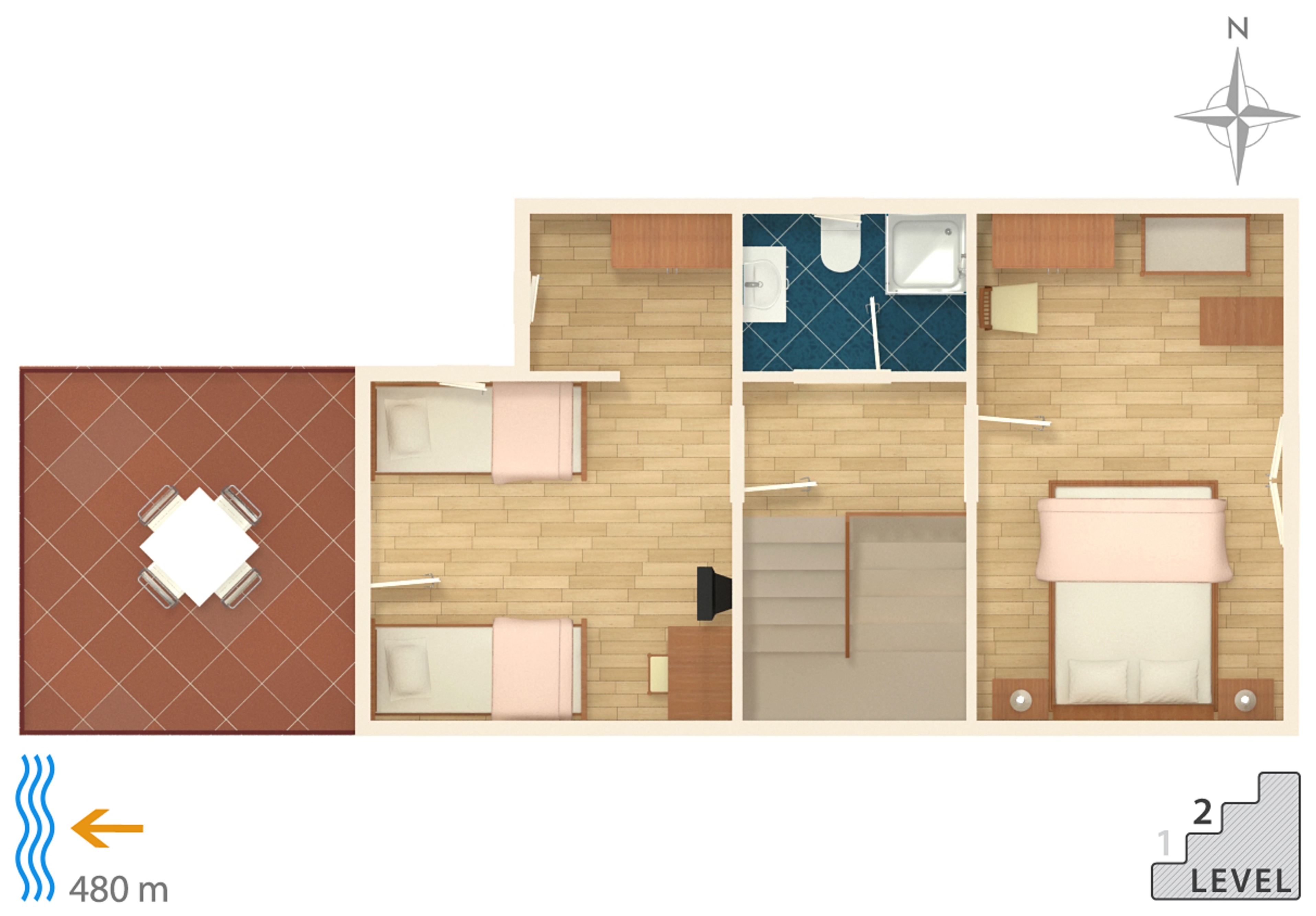 Two bedroom apartment with terrace Njivice, Krk  A-b