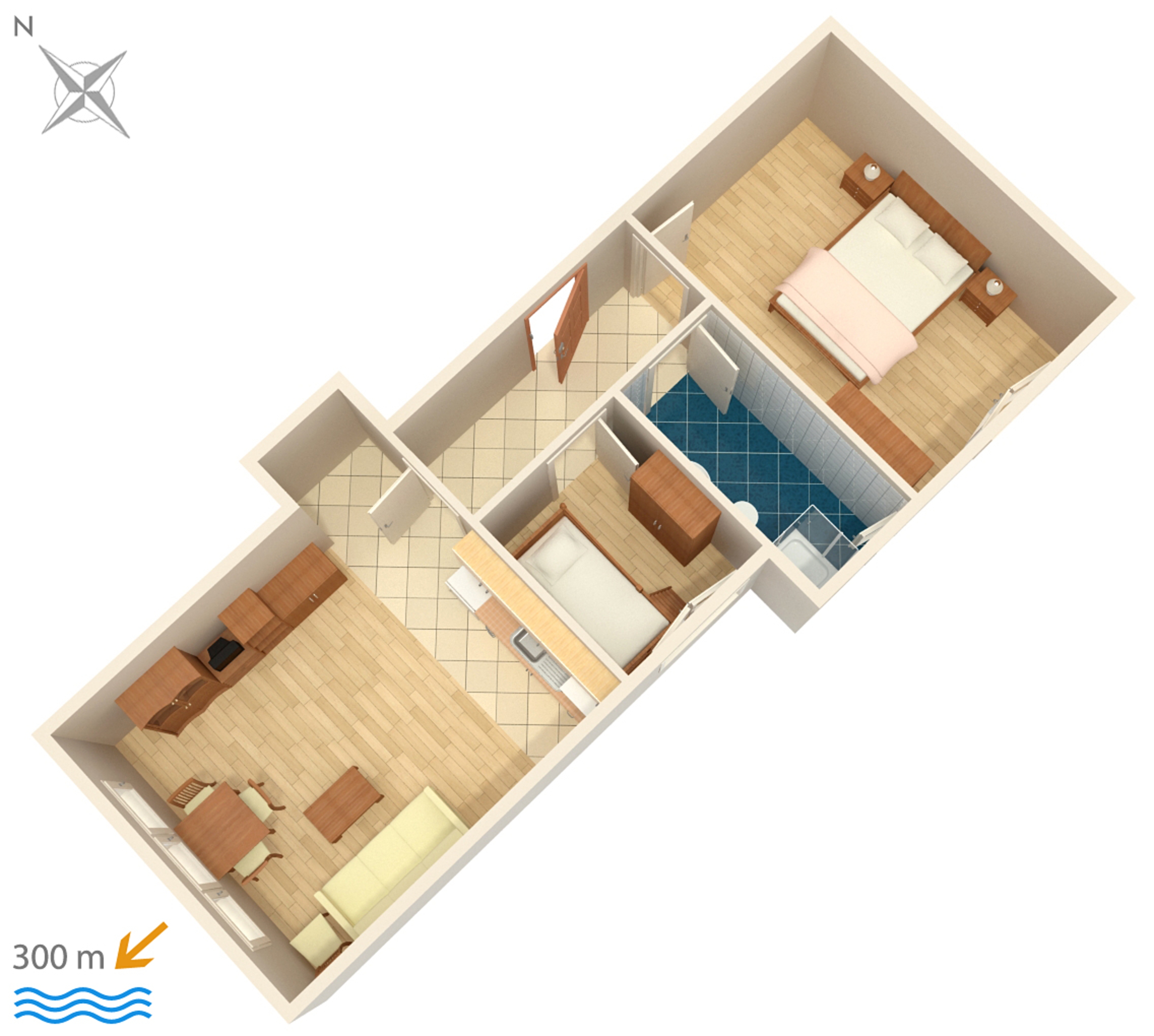 Two bedroom apartment with air-conditioning Punat, Krk (A-5343-b)