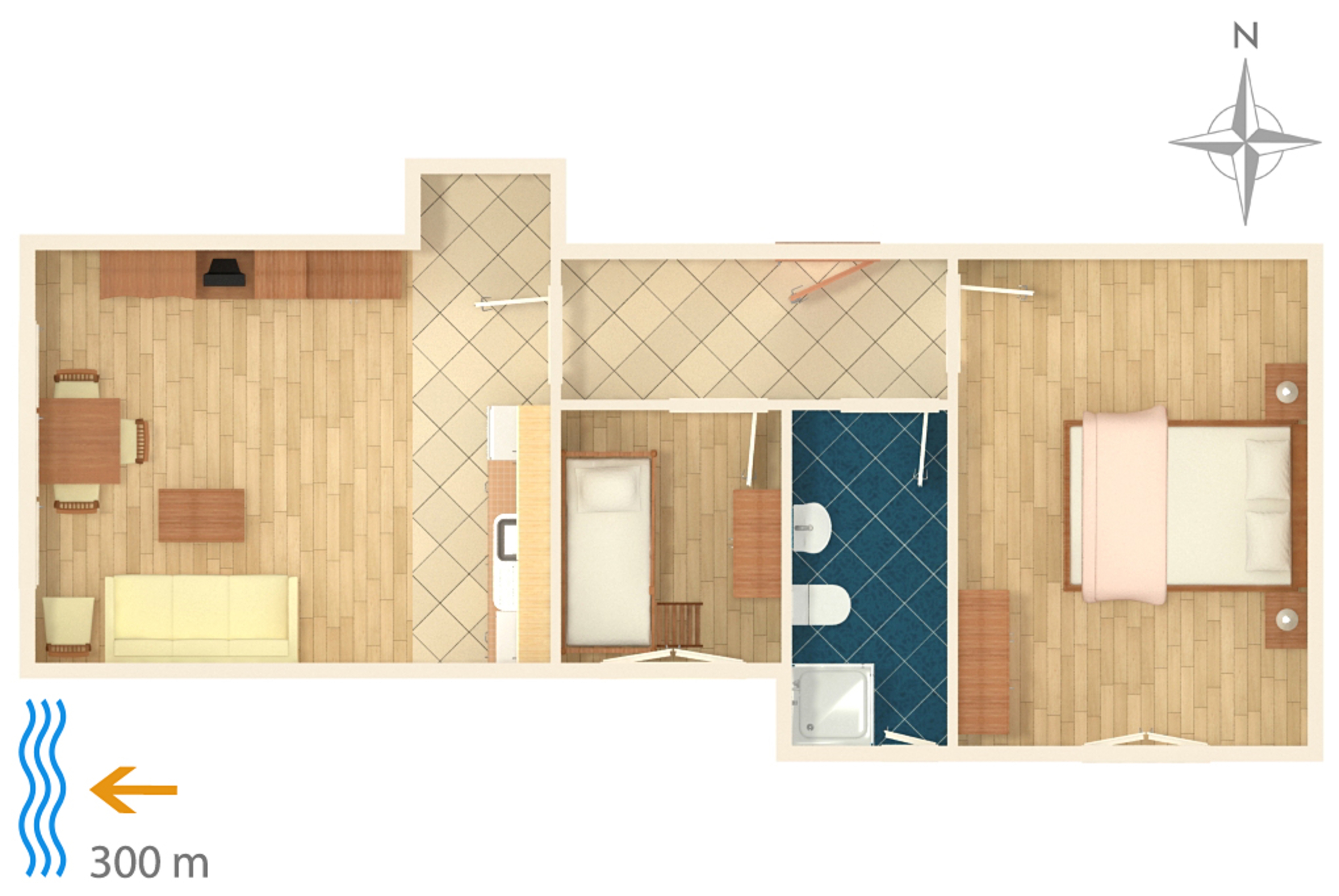 Two bedroom apartment with air-conditioning Punat, Krk (A-5343-b)