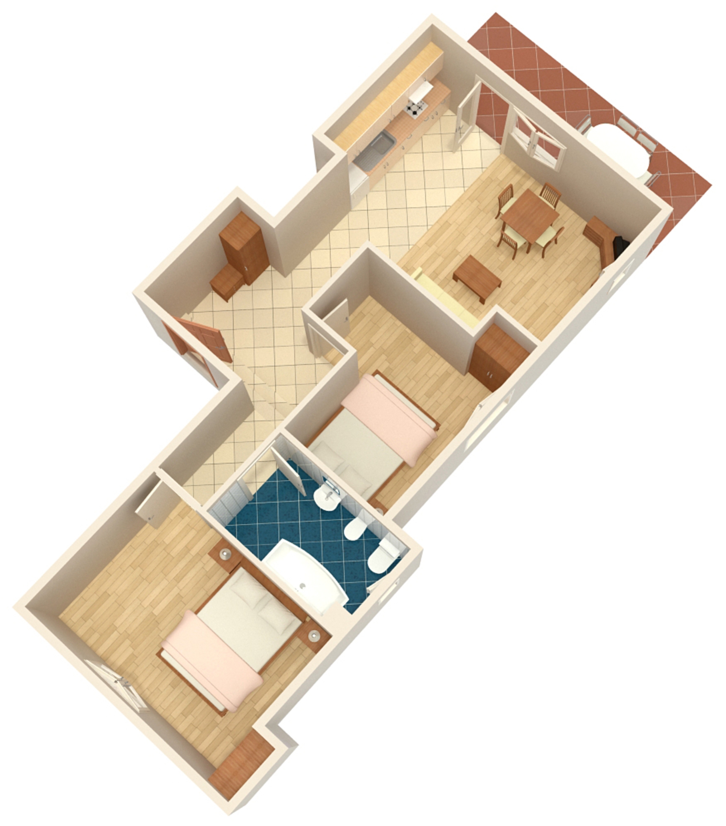 Two bedroom apartment with terrace and sea view Punat, Krk (A-5343-c)