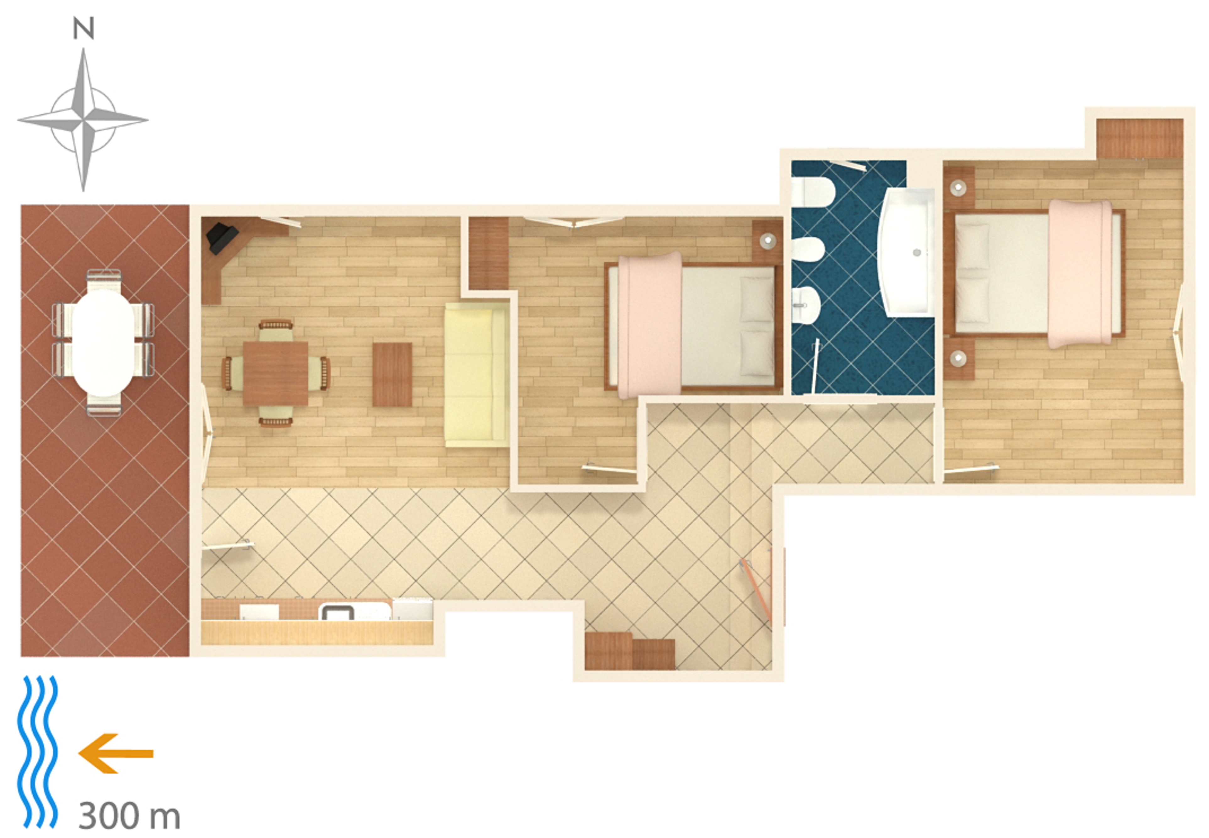 Two bedroom apartment with terrace and sea view Punat, Krk (A-5343-c)