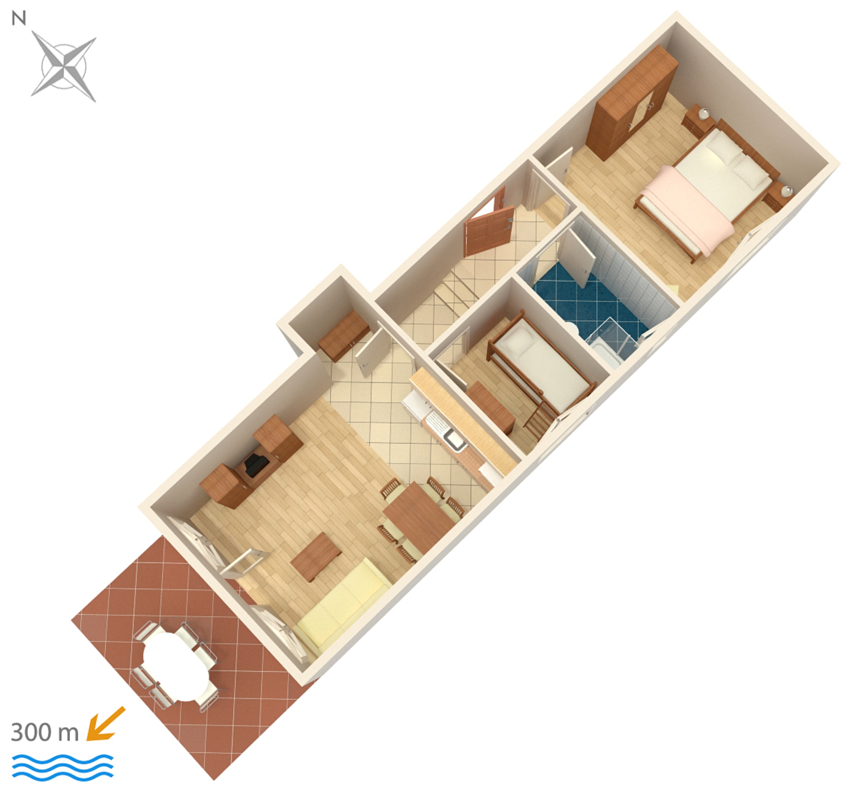 Two bedroom apartment with terrace and sea view Punat, Krk (A-5343-d)