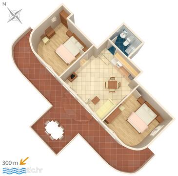 Plan Punat, Plan in the apartment, dopusteni kucni ljubimci i WIFI.