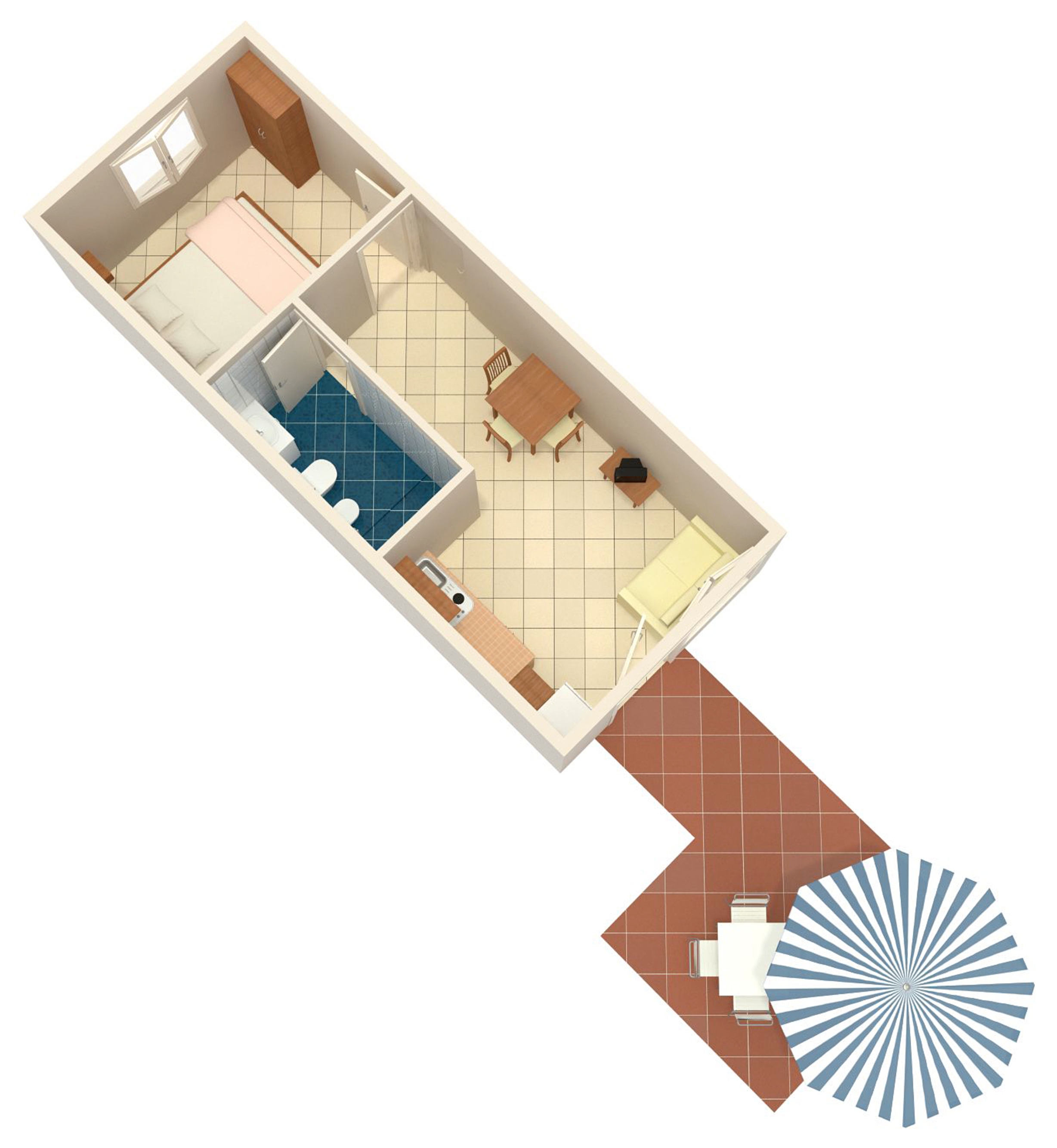 One bedroom apartment with terrace and sea view Punat, Krk  A-b