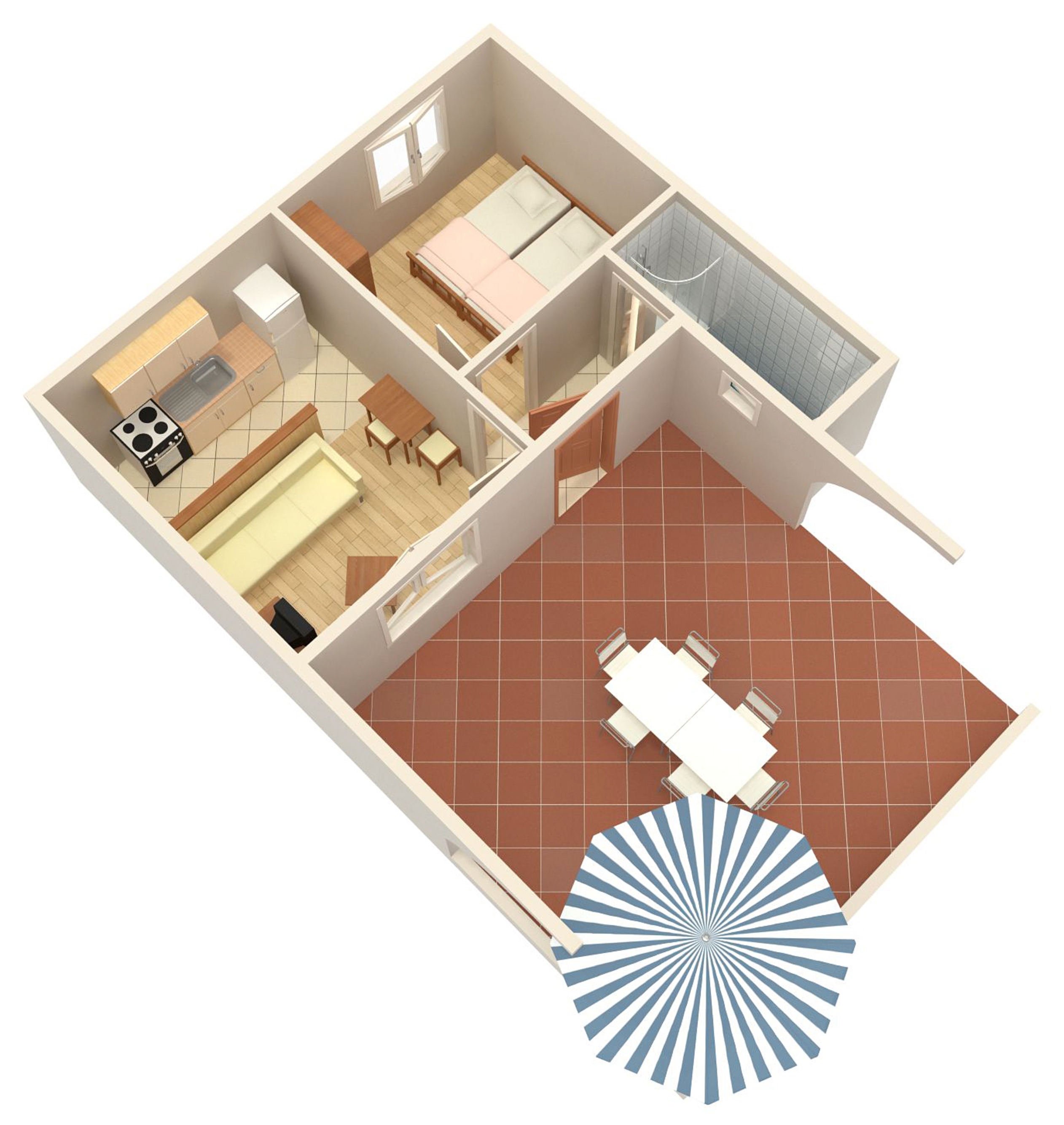 One bedroom apartment with terrace and sea view Punat, Krk  A-c