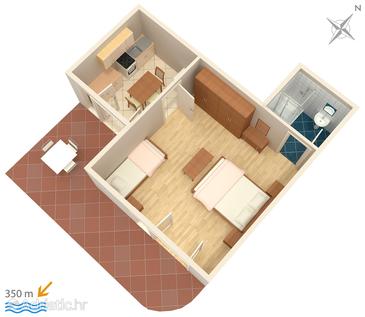 Plan Novalja, Plan in the apartment, dopusteni kucni ljubimci.