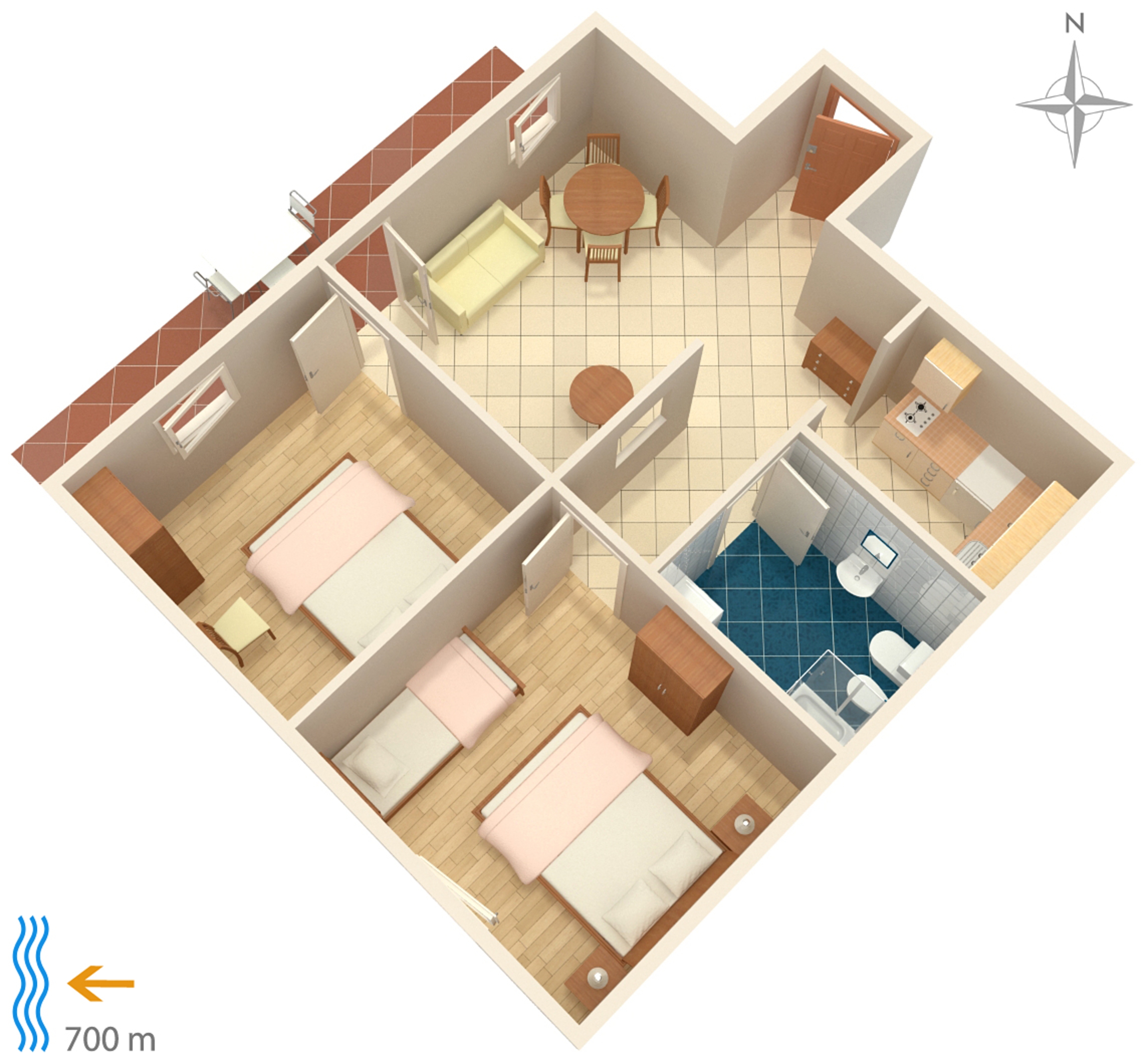 Two bedroom apartment with terrace and sea view Njivice, Krk (A-5362-b)