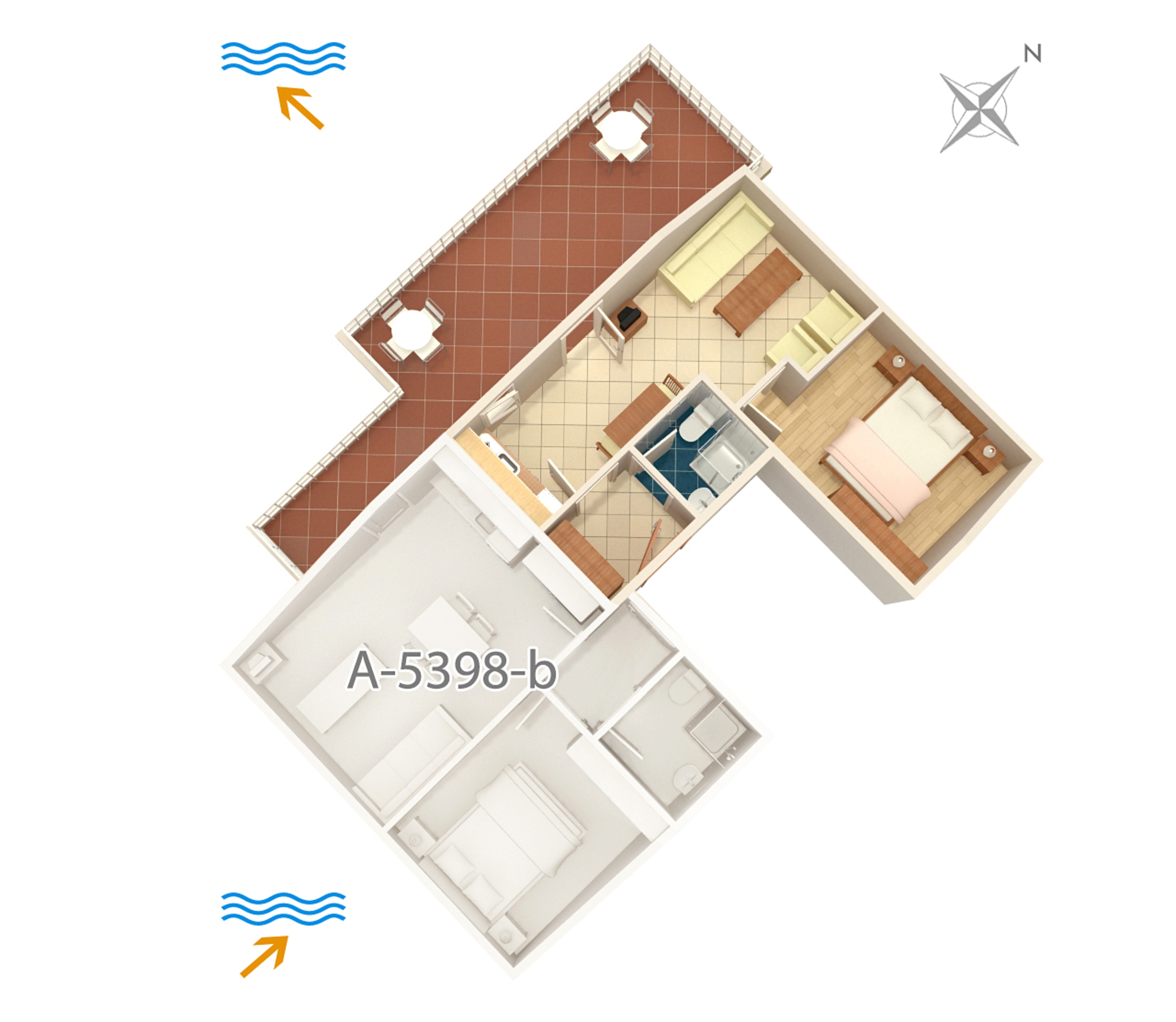 One bedroom apartment with terrace and sea view Njivice, Krk  A-a