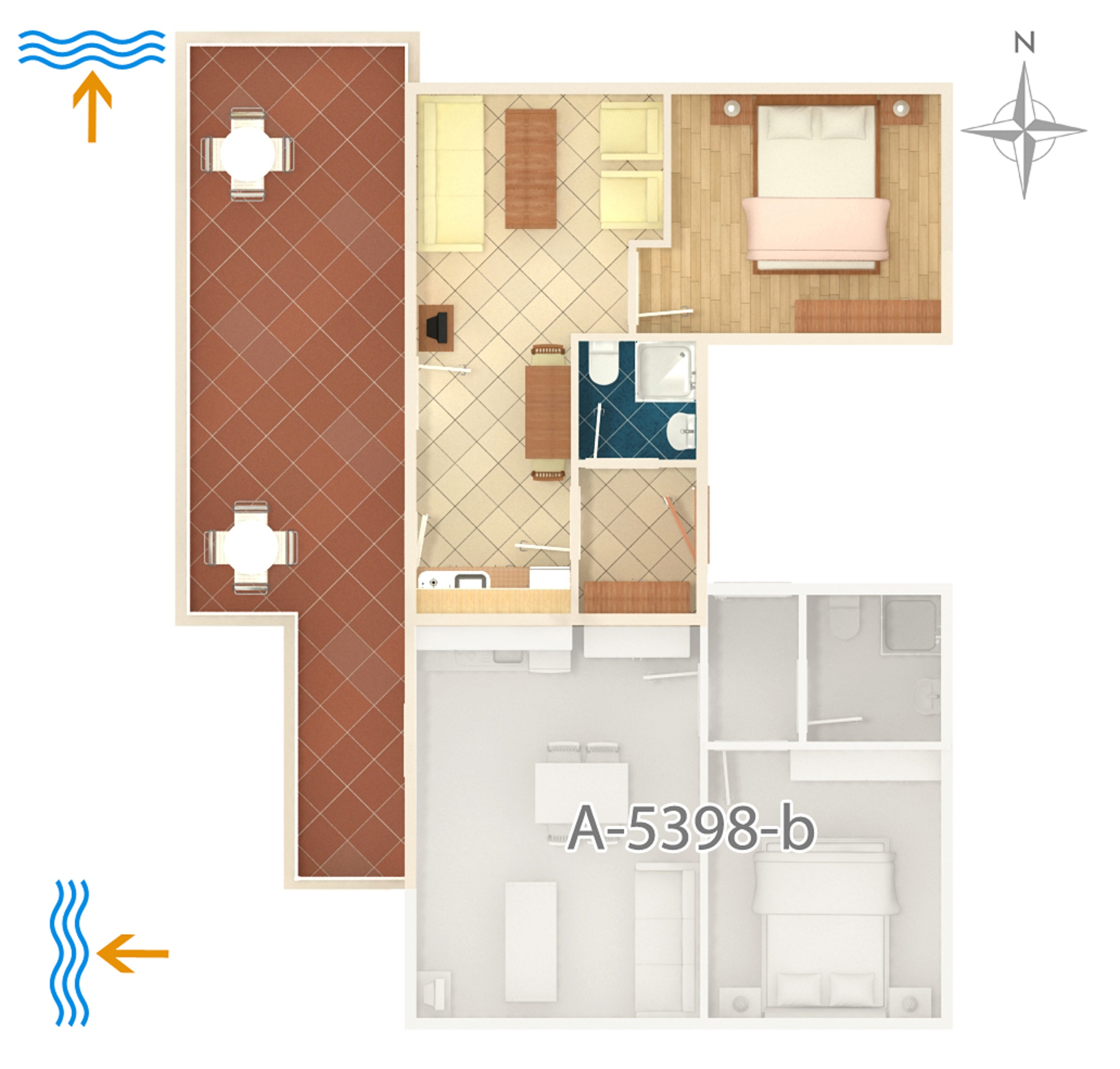 One bedroom apartment with terrace and sea view Njivice, Krk  A-a