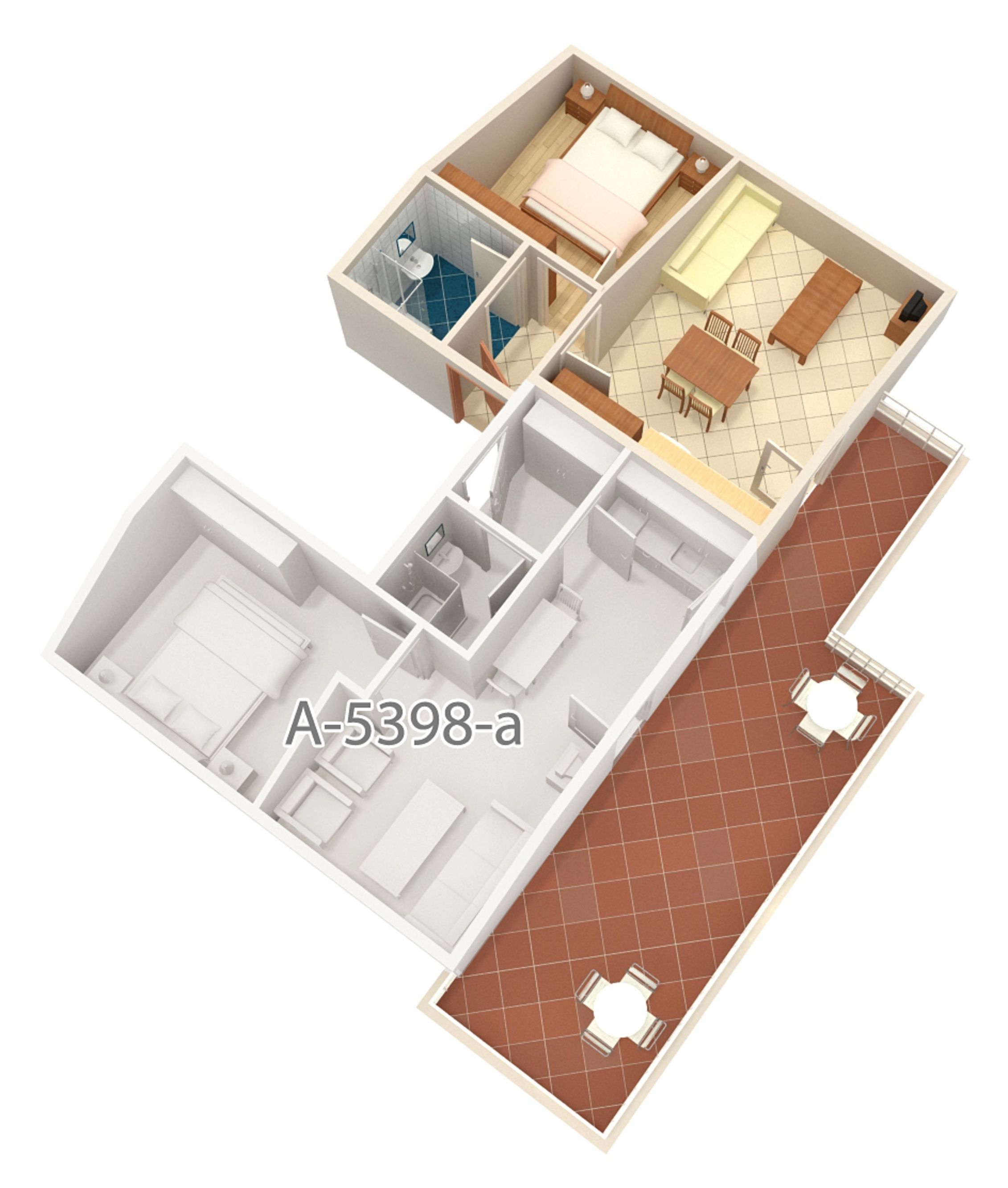 One bedroom apartment with terrace and sea view Njivice, Krk  A-b