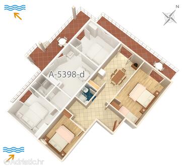 Njivice, План в размещении типа apartment, WiFi.