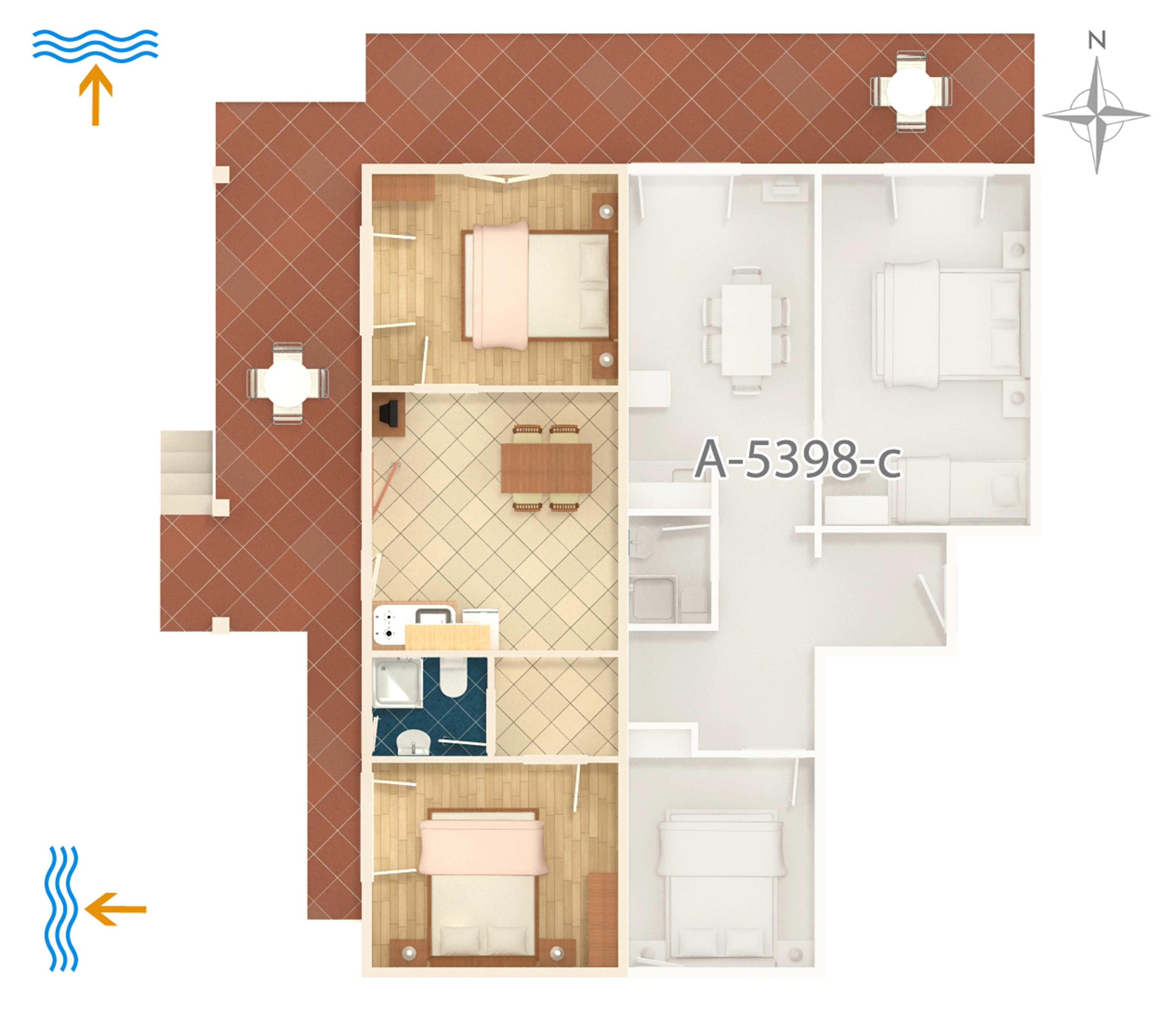 Two bedroom apartment with terrace Njivice, Krk  A-d