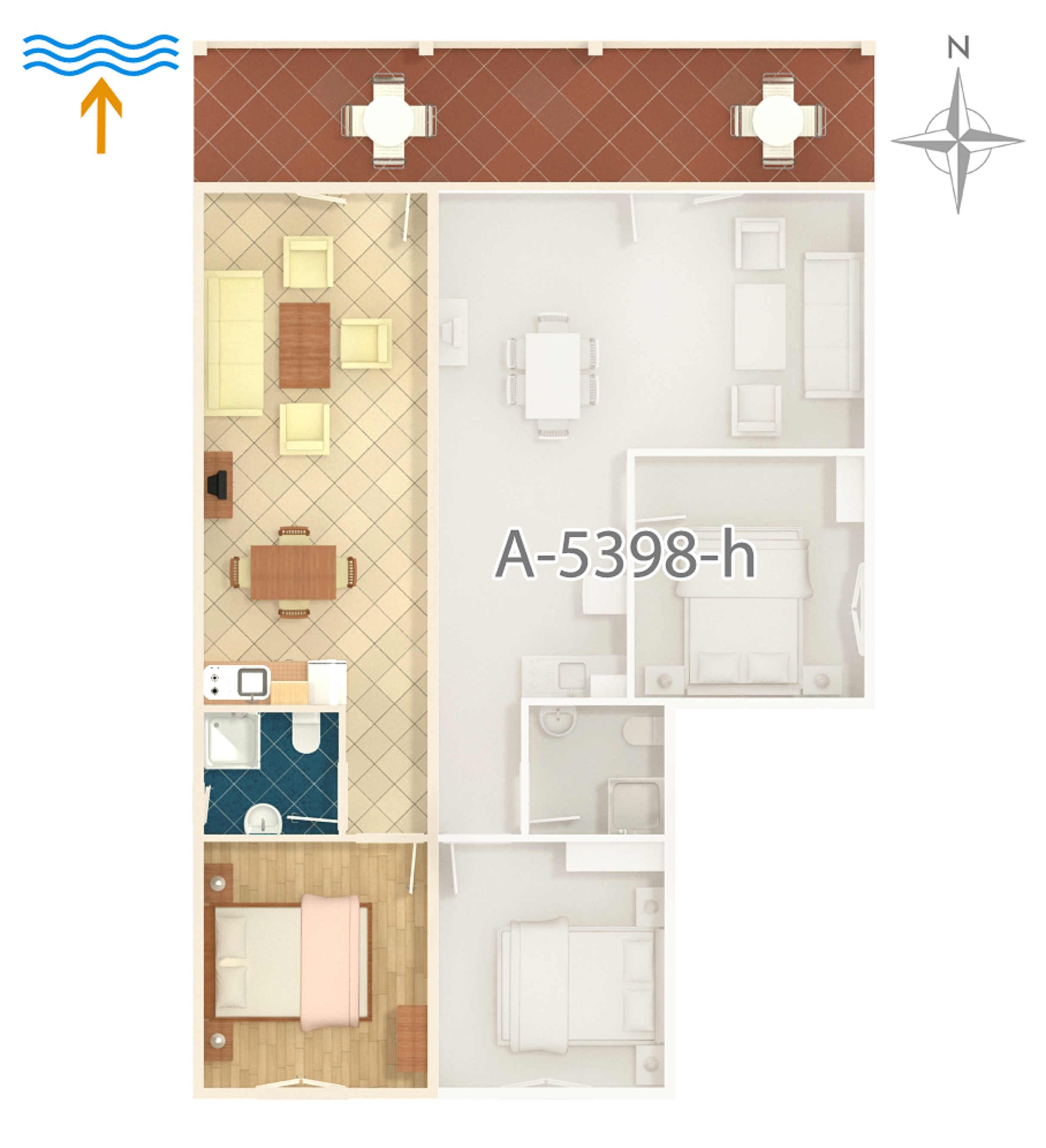 One bedroom apartment with terrace Njivice, Krk  A-e