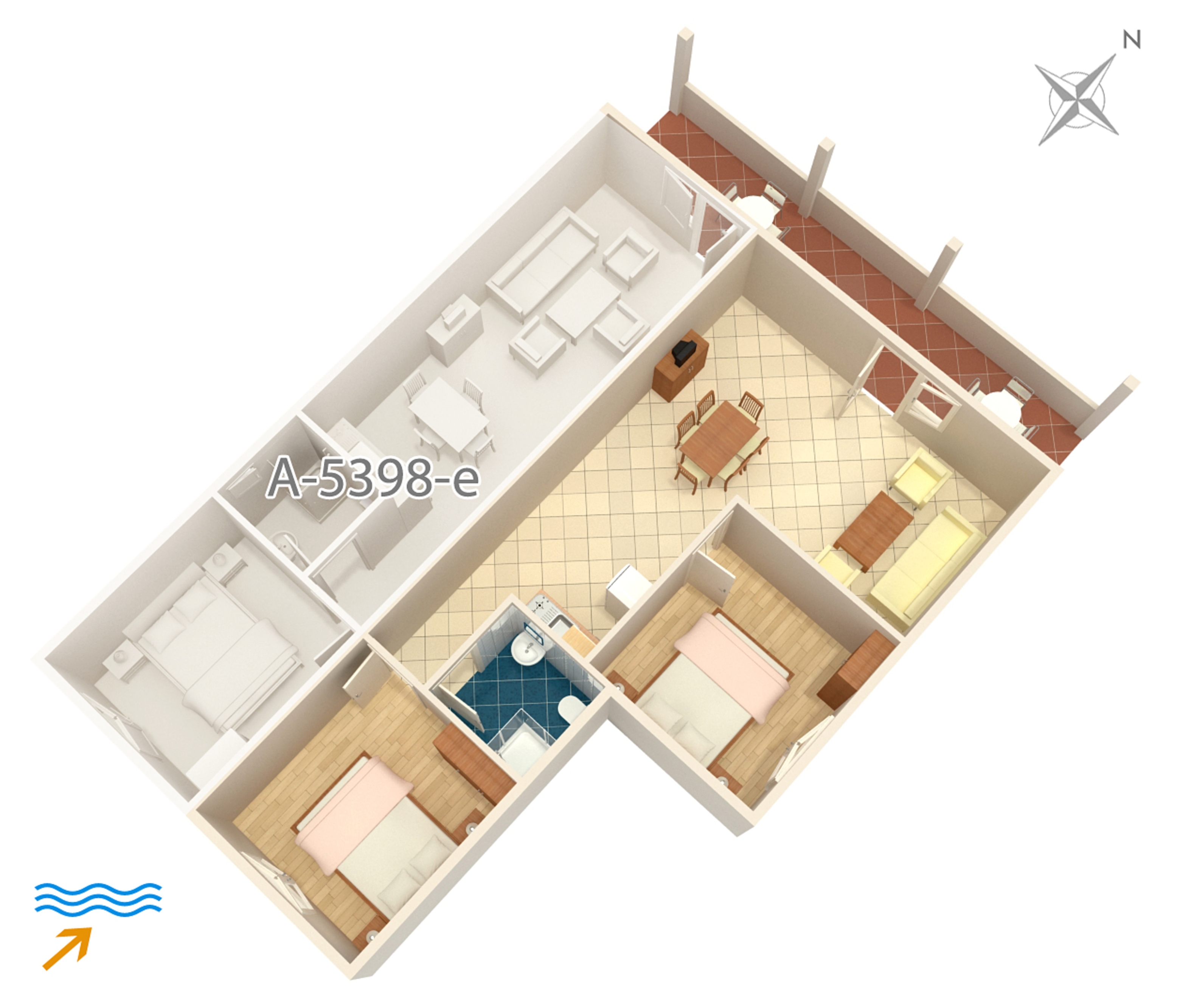 Two bedroom apartment with terrace Njivice, Krk  A-h