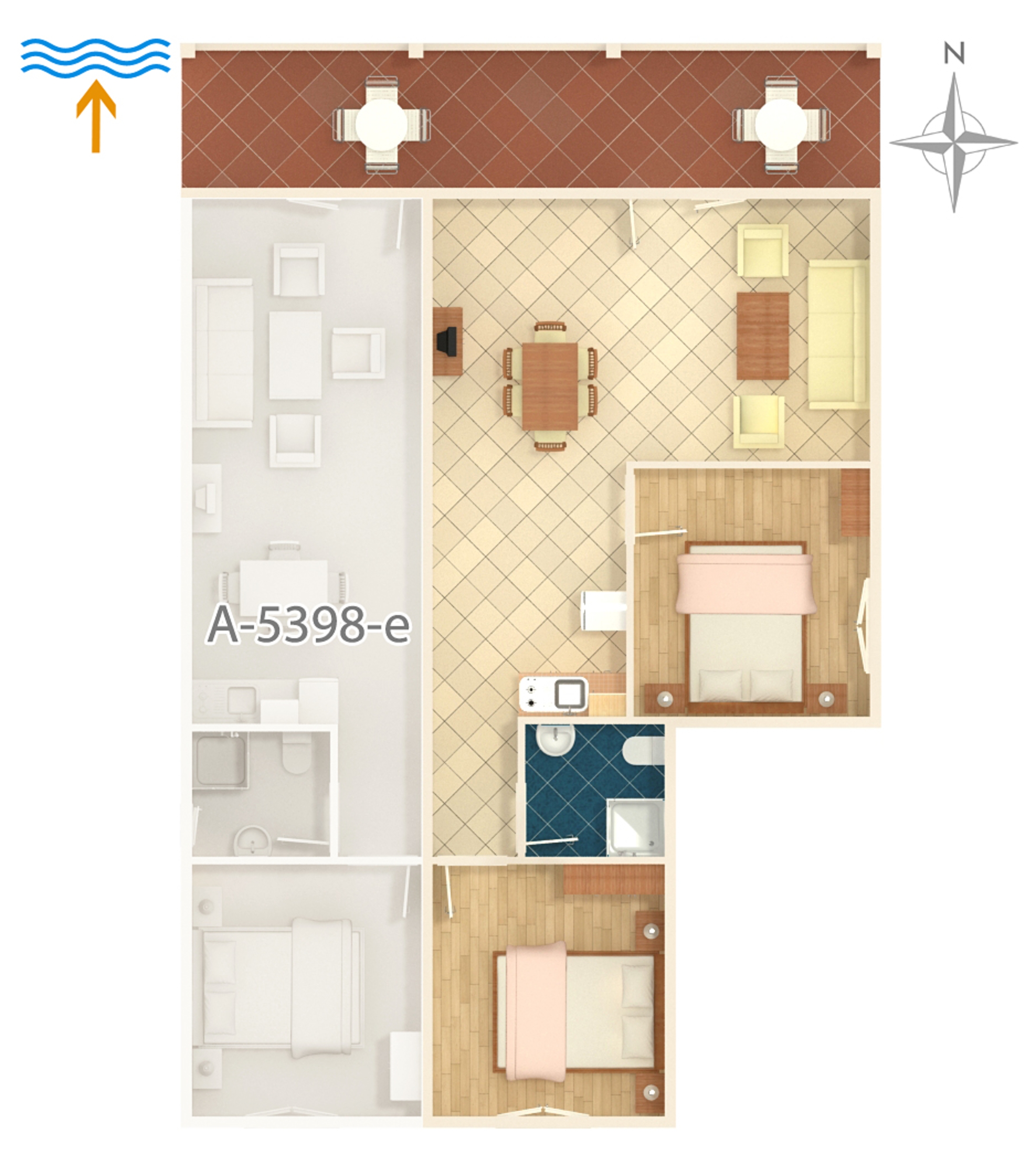 Two bedroom apartment with terrace Njivice, Krk  A-h