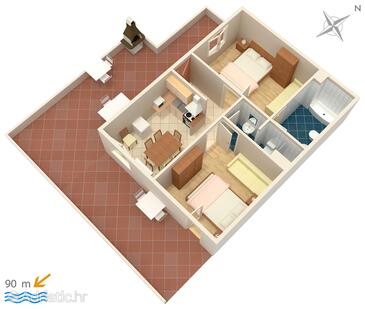 Plan Vrbnik, Plan in the apartment, dopusteni kucni ljubimci.