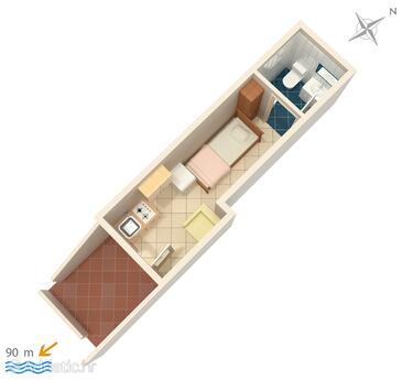 Plan Vrbnik, Plan in the studio-apartment, dopusteni kucni ljubimci.