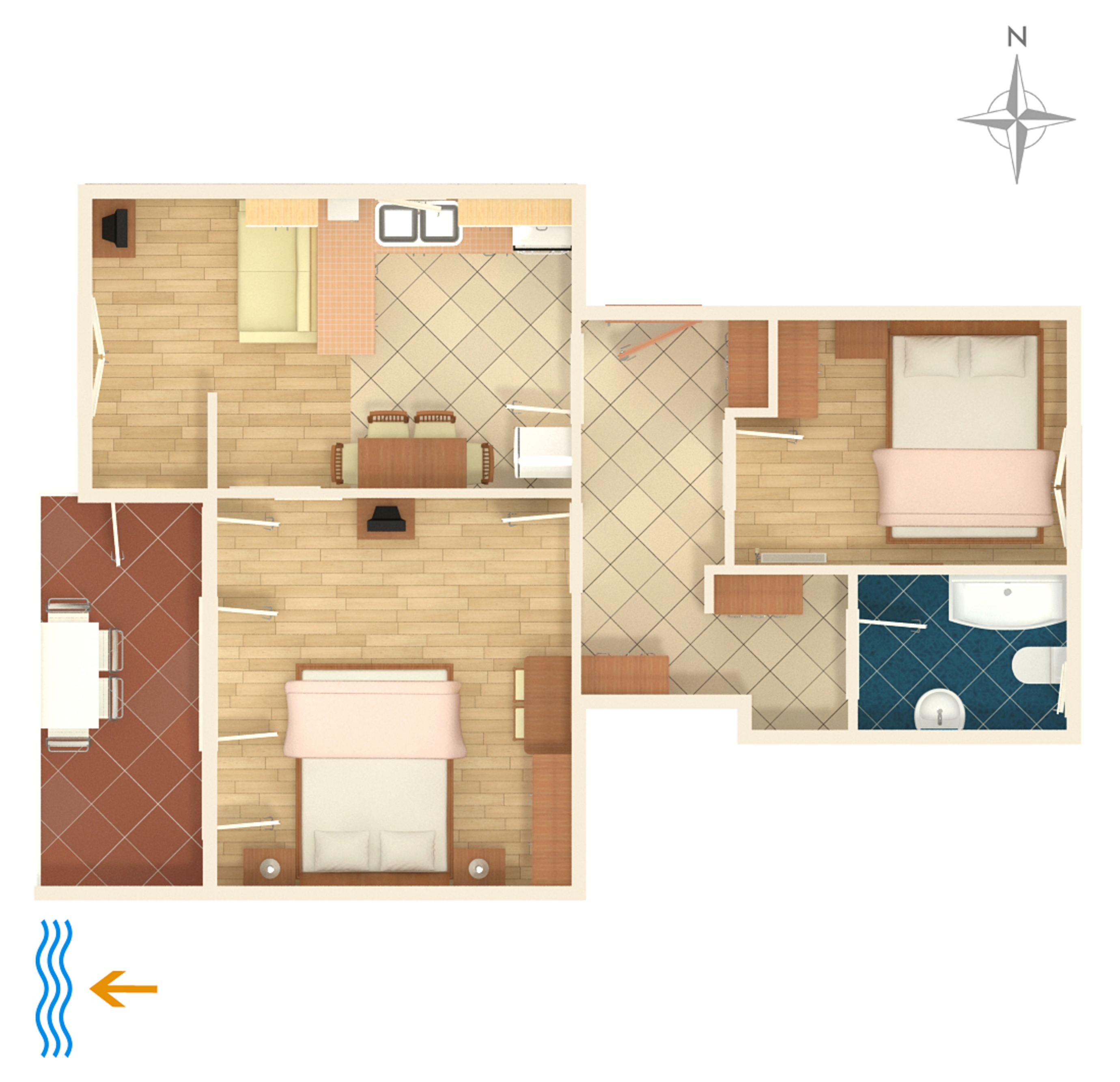 Two bedroom apartment with balcony and sea view Punat, Krk  A-a