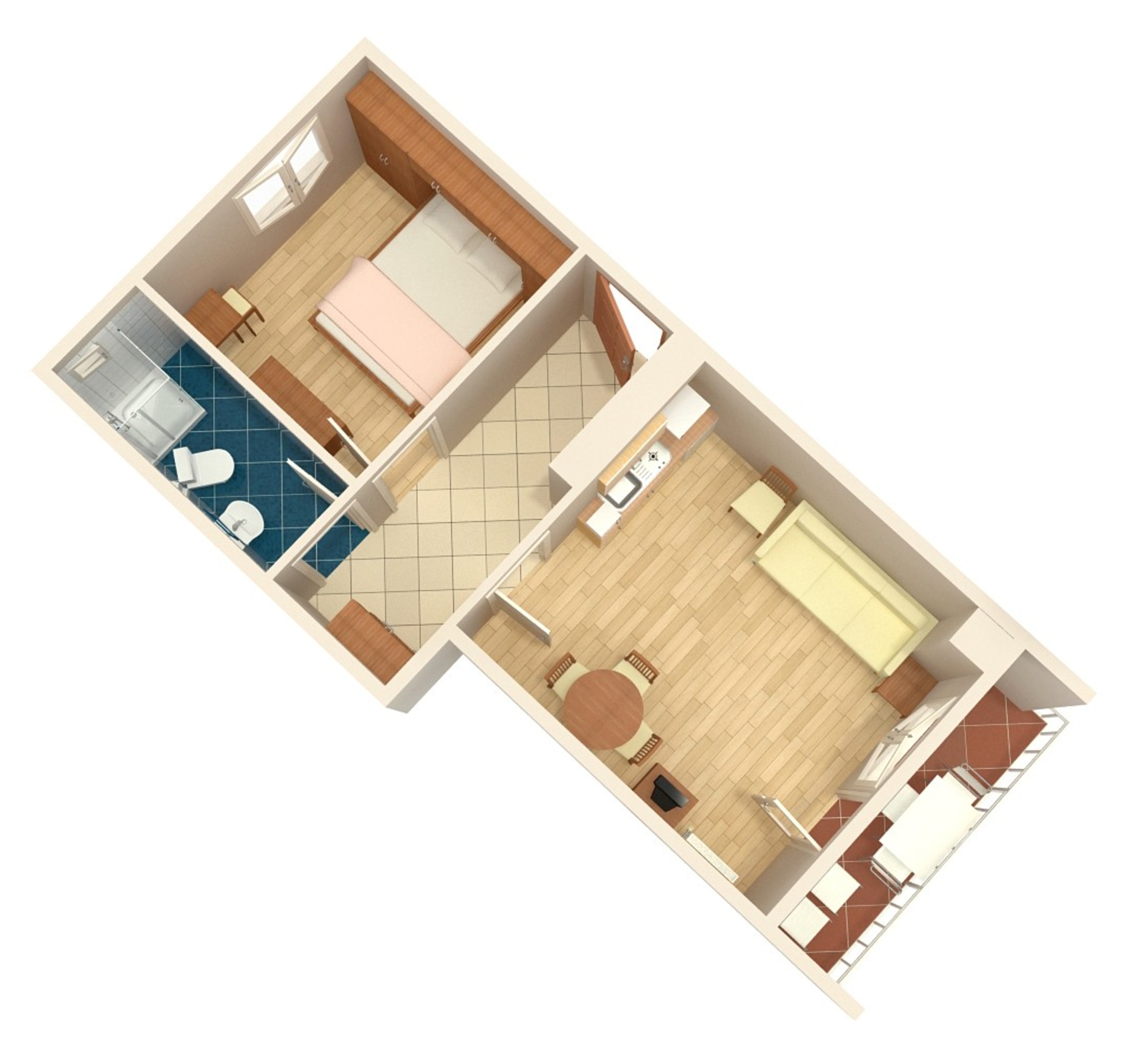 One bedroom apartment with balcony and sea view Punat, Krk  A-b