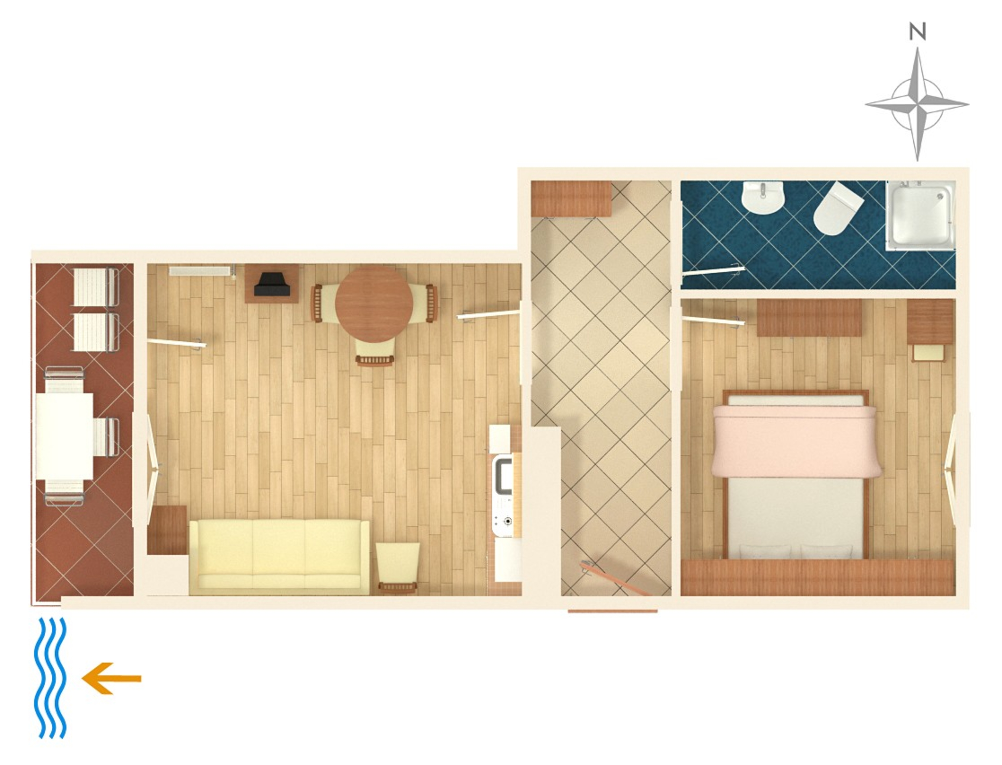 One bedroom apartment with balcony and sea view Punat, Krk  A-b