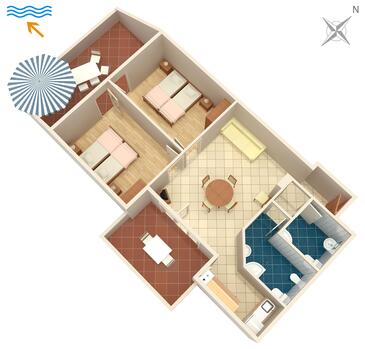 Načrt Njivice, Načrt v nastanitvi vrste apartment, Hišni ljubljenčki dovoljeni in WiFi.