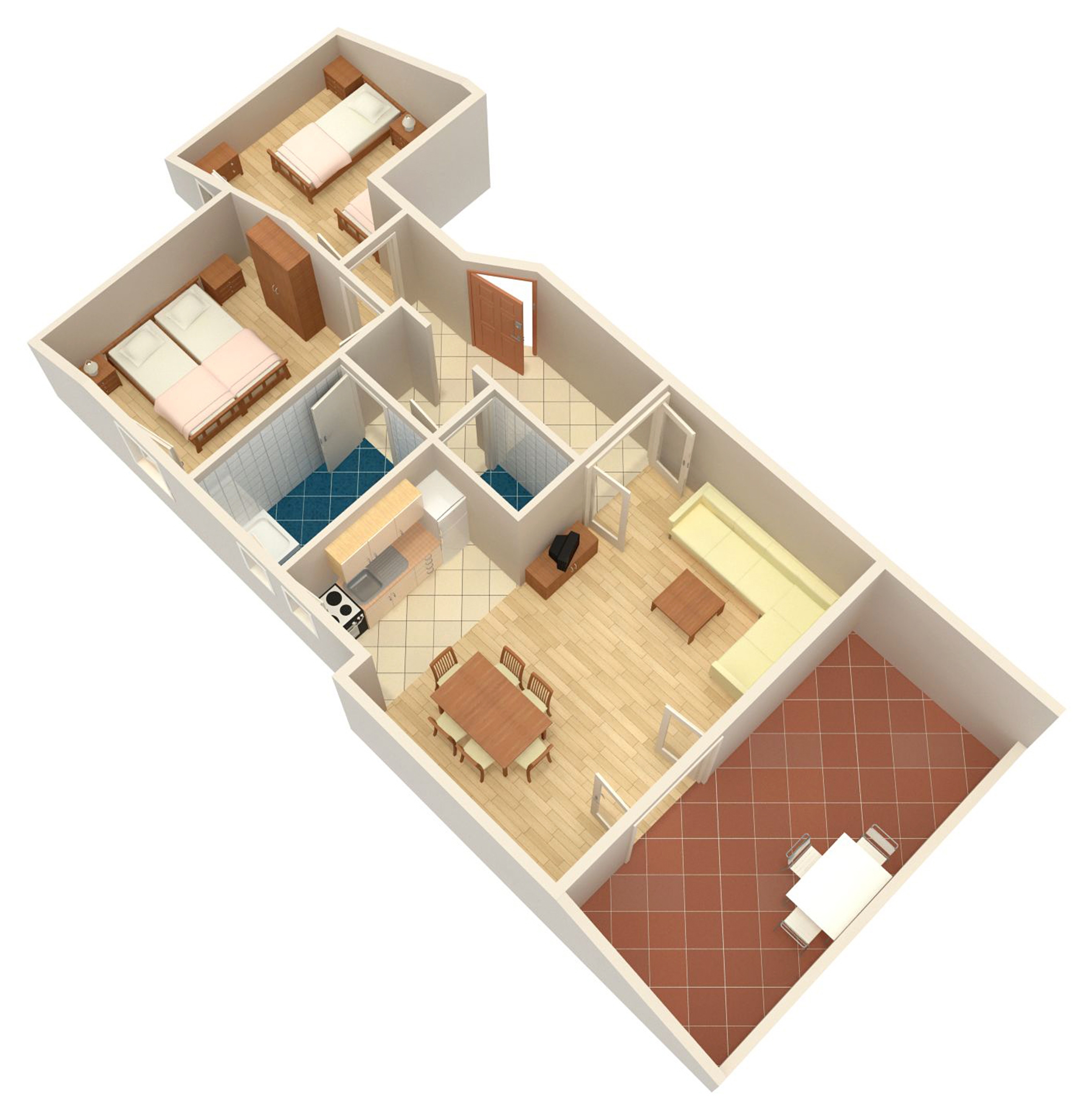 Two bedroom apartment with terrace and sea view Njivice, Krk  A-b