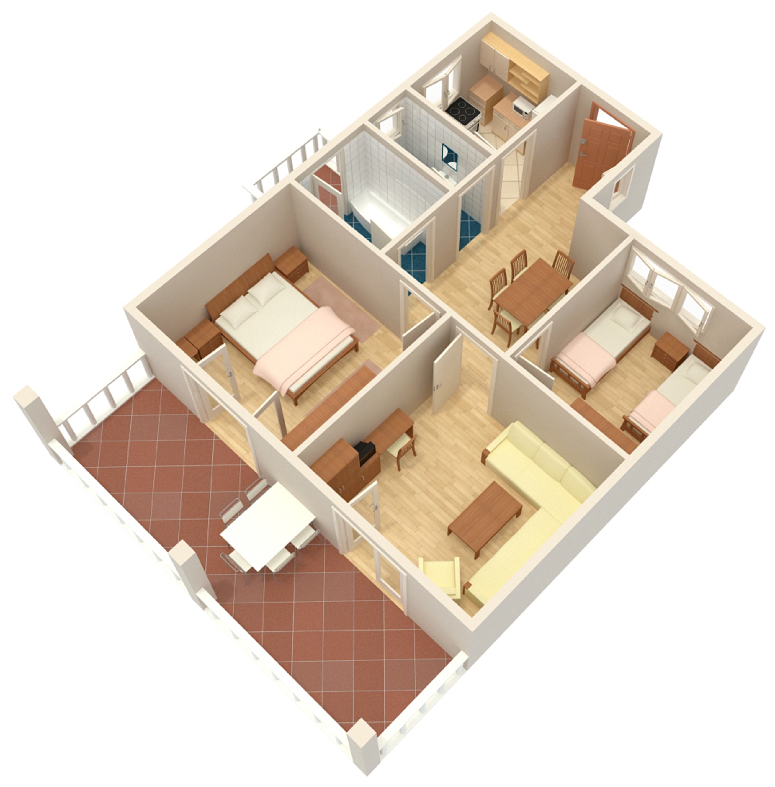 Two bedroom apartment with terrace Malinska, Krk  A-b