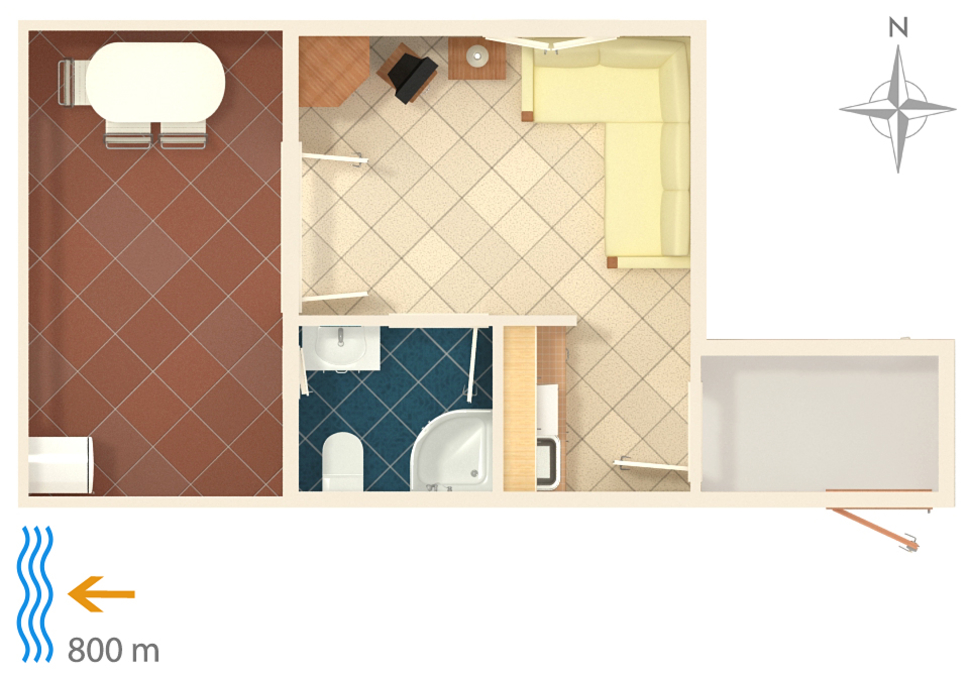 Studio flat with terrace and sea view Njivice, Krk  AS-b