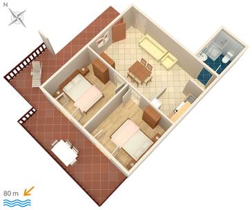 Plan Zavalatica, Plan in the apartment, (pet friendly) and WiFi.