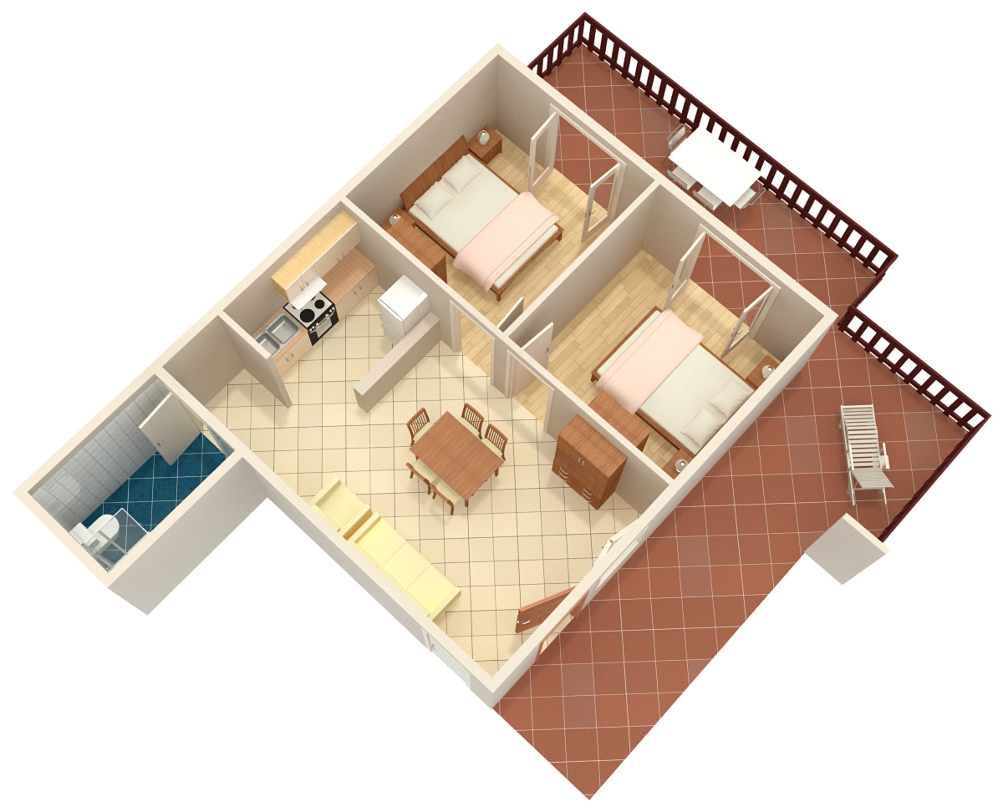 Two bedroom apartment with terrace and sea view Zavalatica, Korčula  A-d