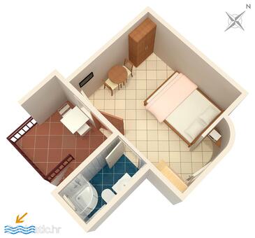 Plan Novi Vinodolski, Plan in the studio-apartment, dopusteni kucni ljubimci i WIFI.