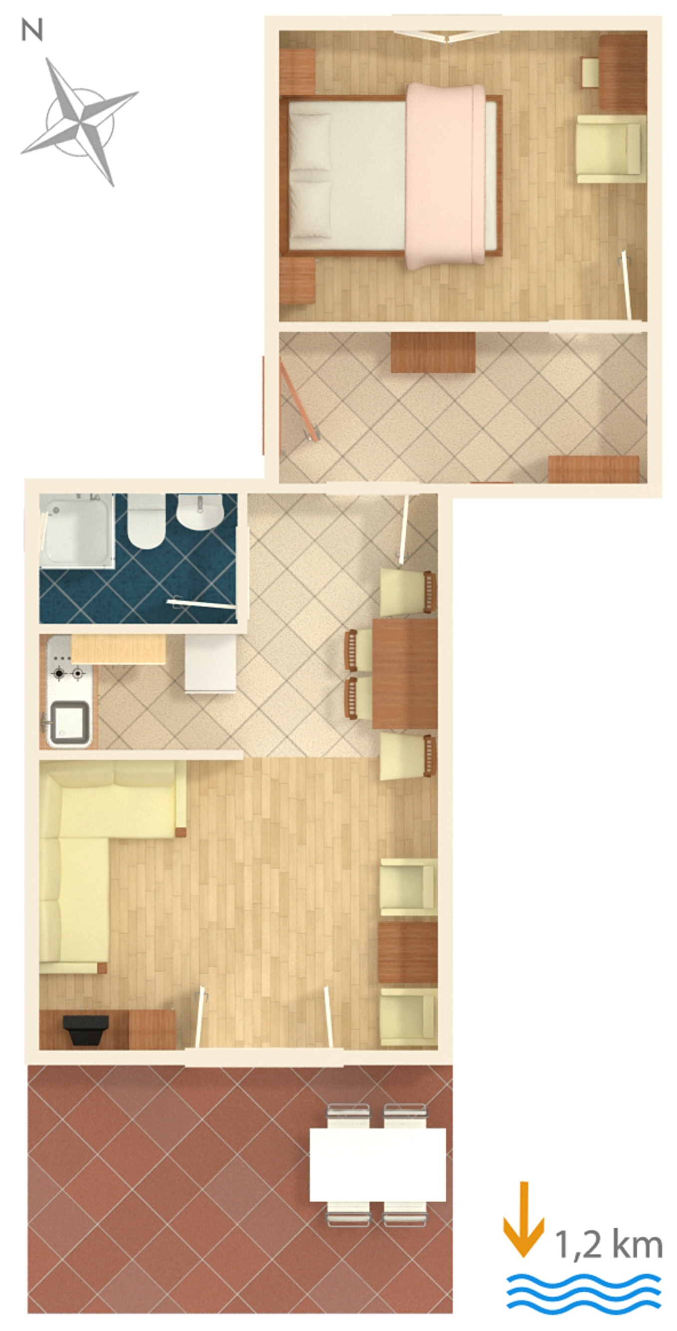 One bedroom apartment with terrace Crikvenica  A-b