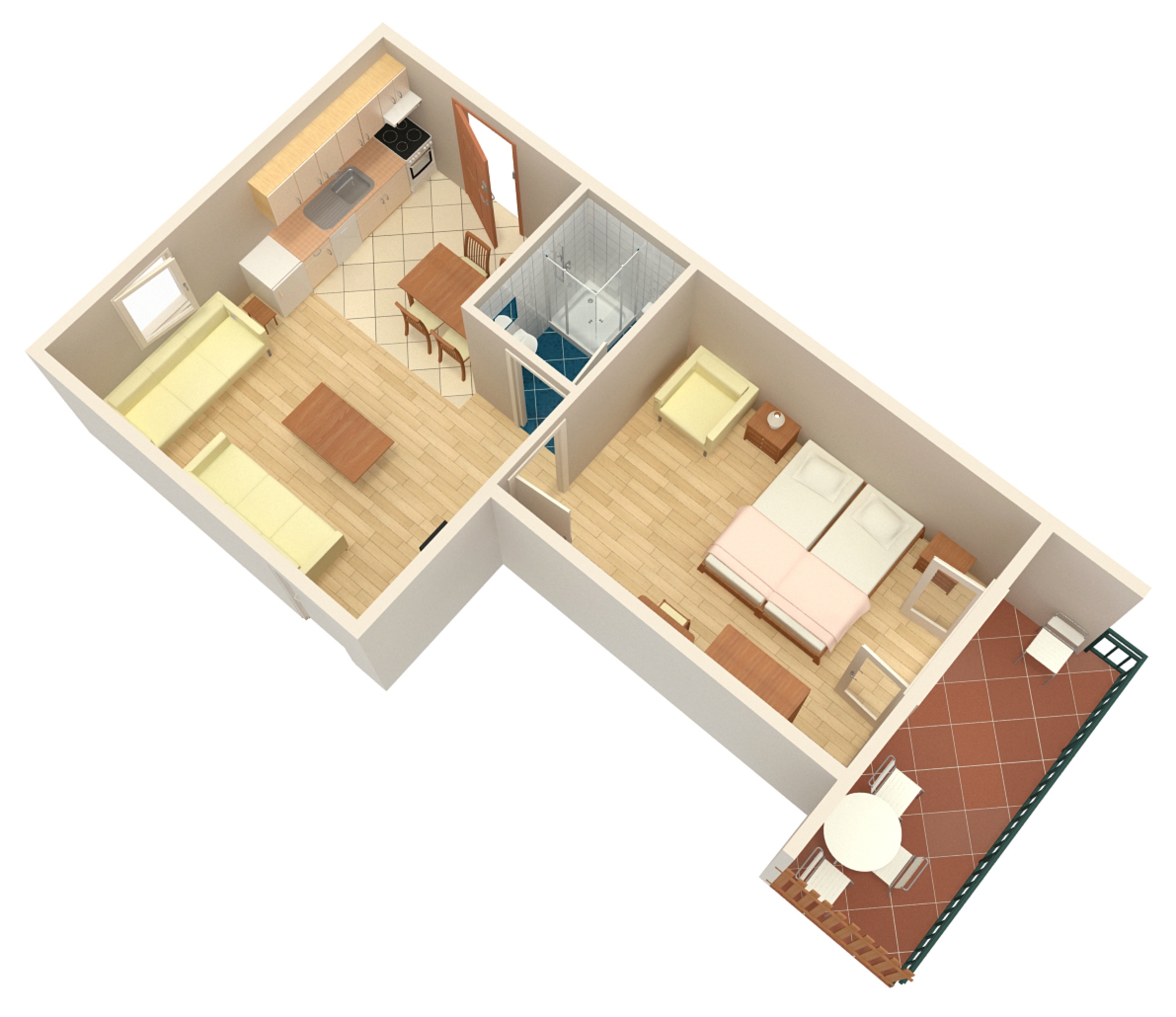 One bedroom apartment with balcony and sea view Novi Vinodolski  A-b