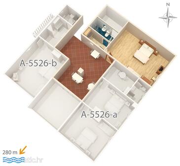 Plan Novi Vinodolski, Plan in the studio-apartment, WIFI.