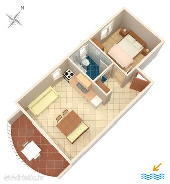 Zavala, plattegrond in the apartment, (pet friendly) en WiFi.