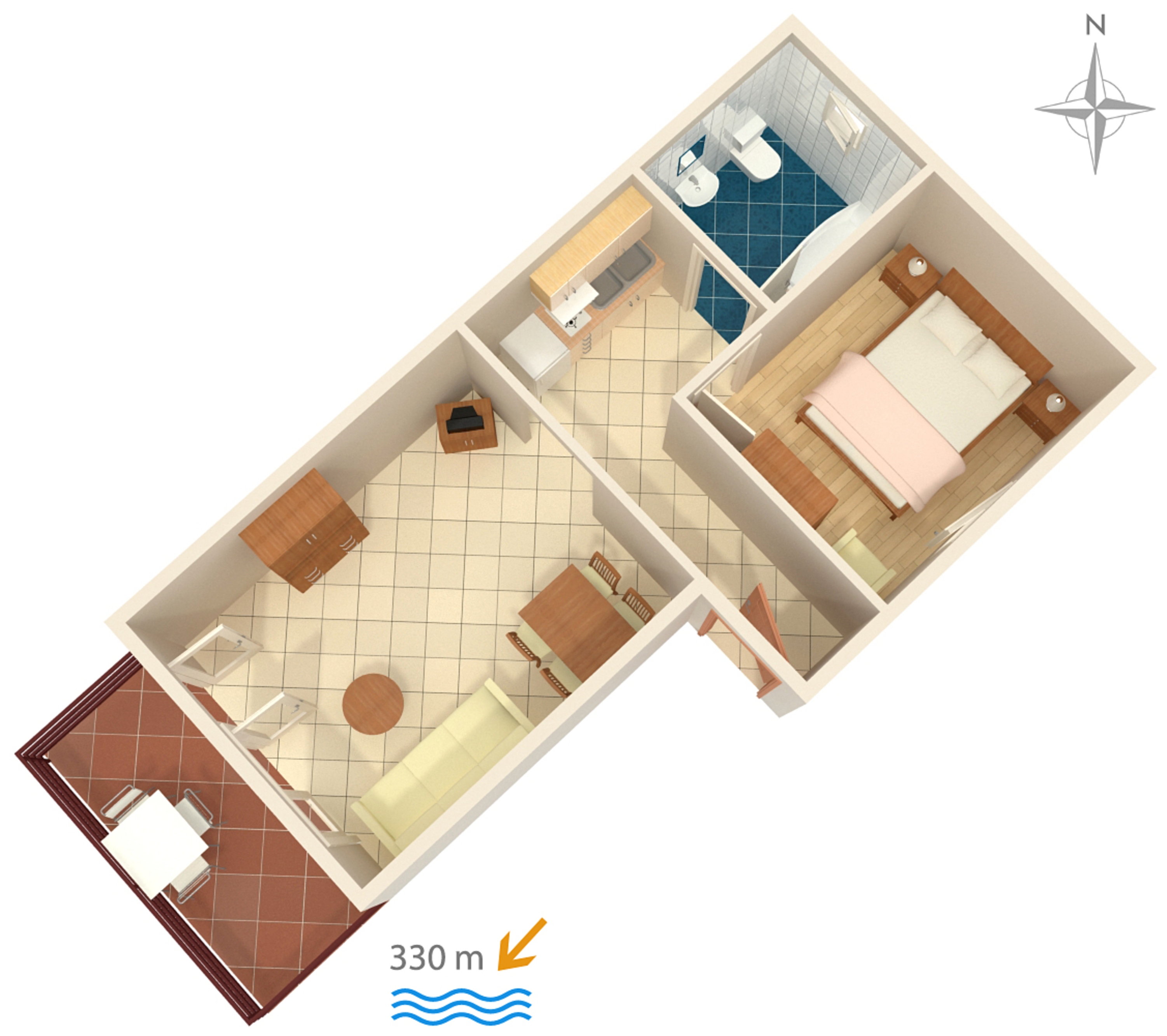 One bedroom apartment with balcony Jadranovo, Crikvenica  A-a