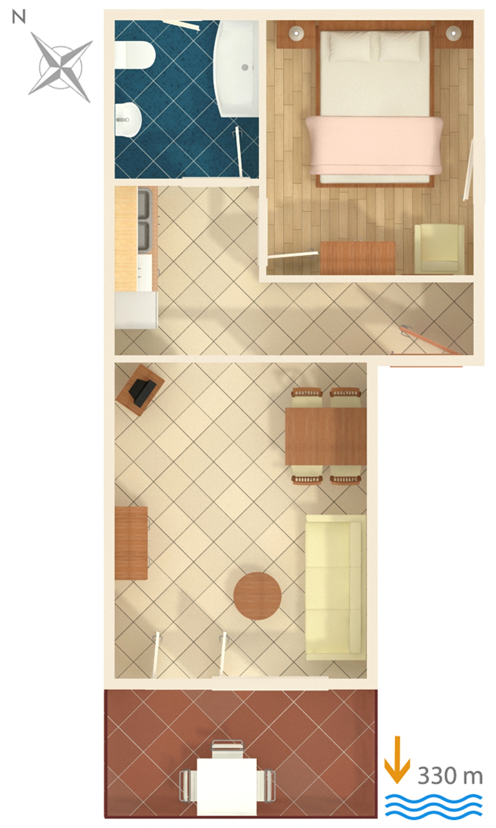 One bedroom apartment with balcony Jadranovo, Crikvenica  A-a