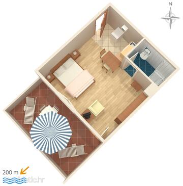 Plan Novi Vinodolski, Plan in the studio-apartment, WIFI.