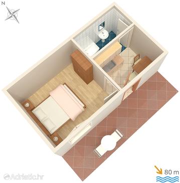 Plan Milna, Plan in the studio-apartment, WIFI.