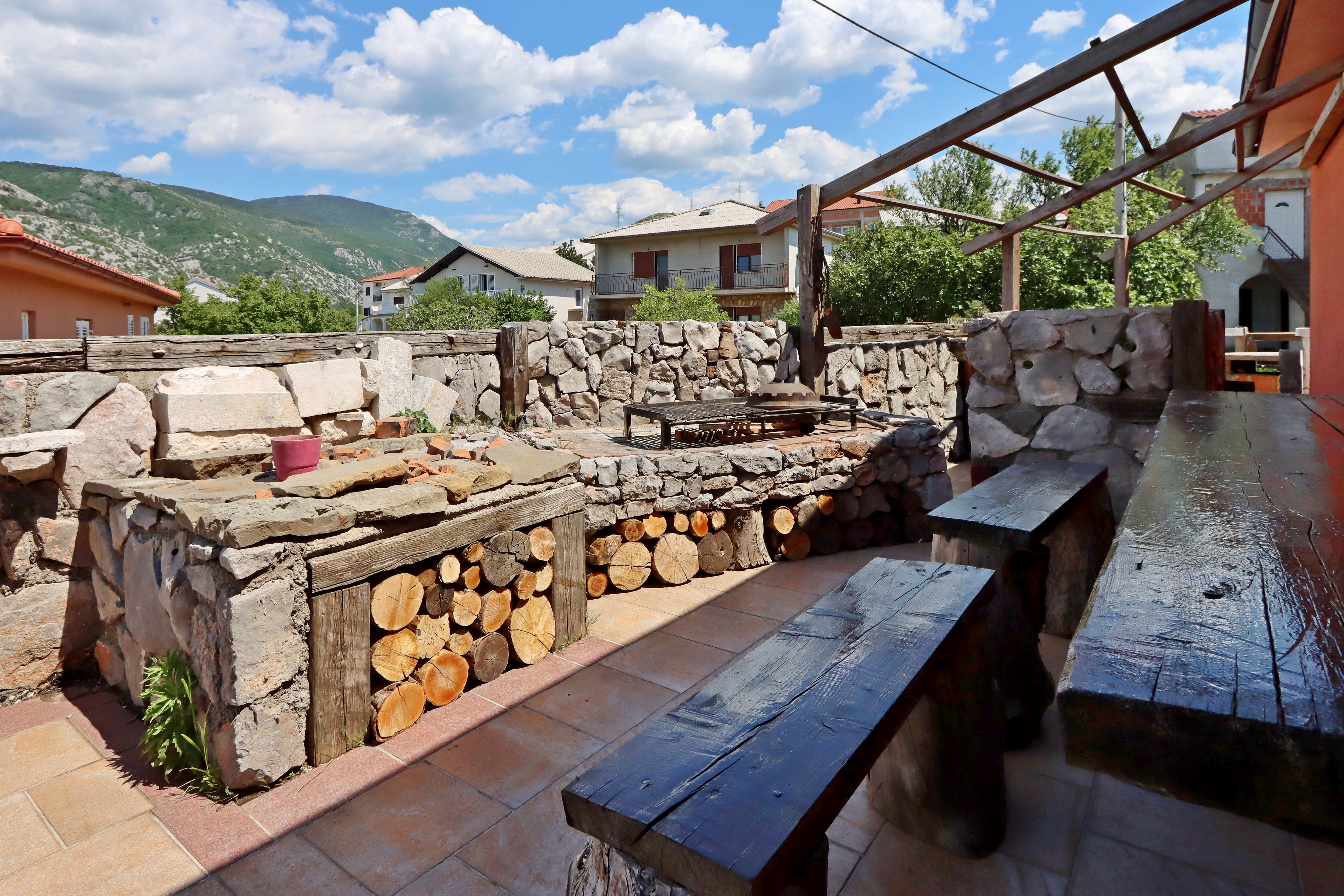 One bedroom apartment with terrace and sea view Senj  A-c