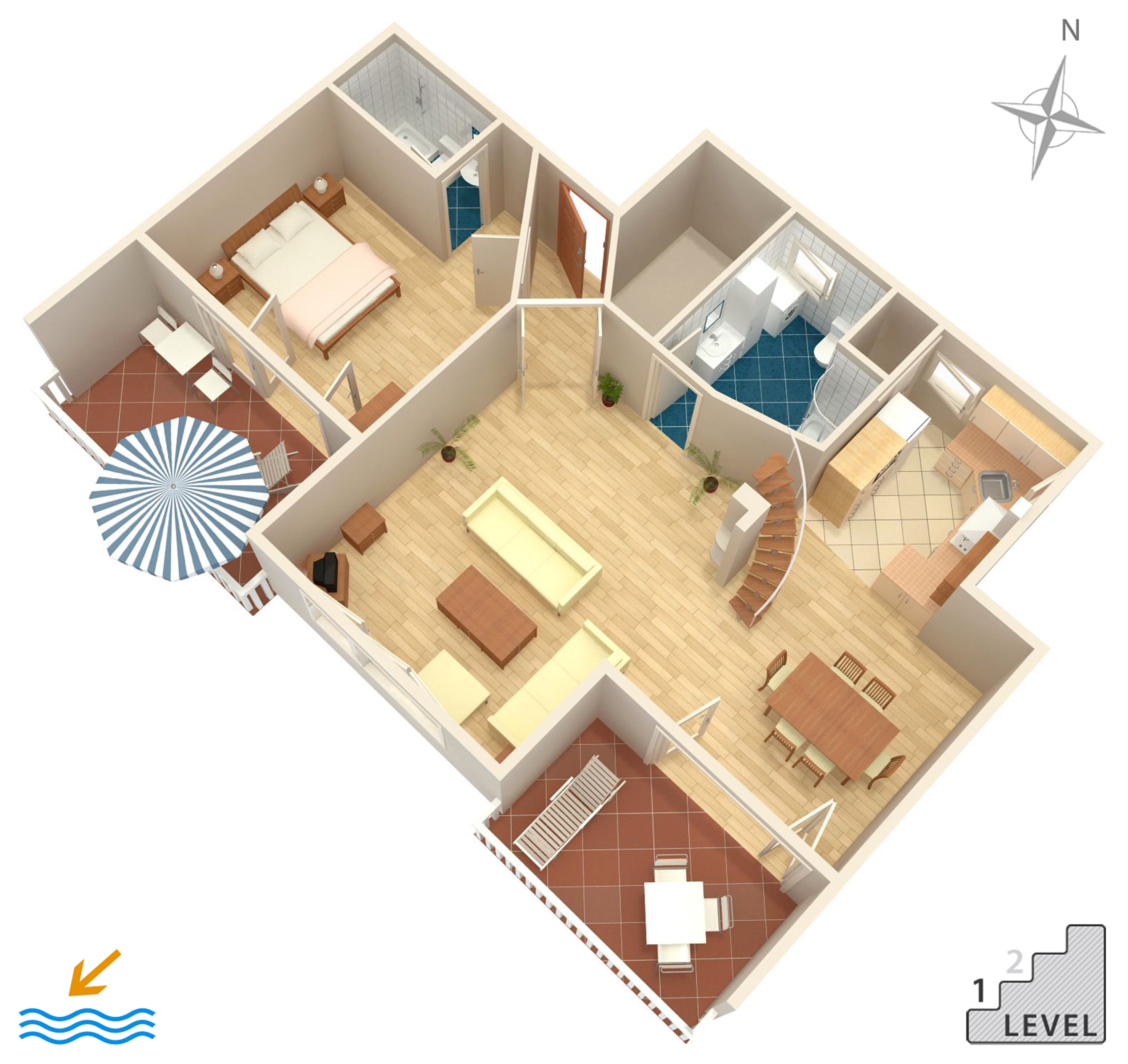 Two bedroom apartment with balcony and sea view Crikvenica  A-c