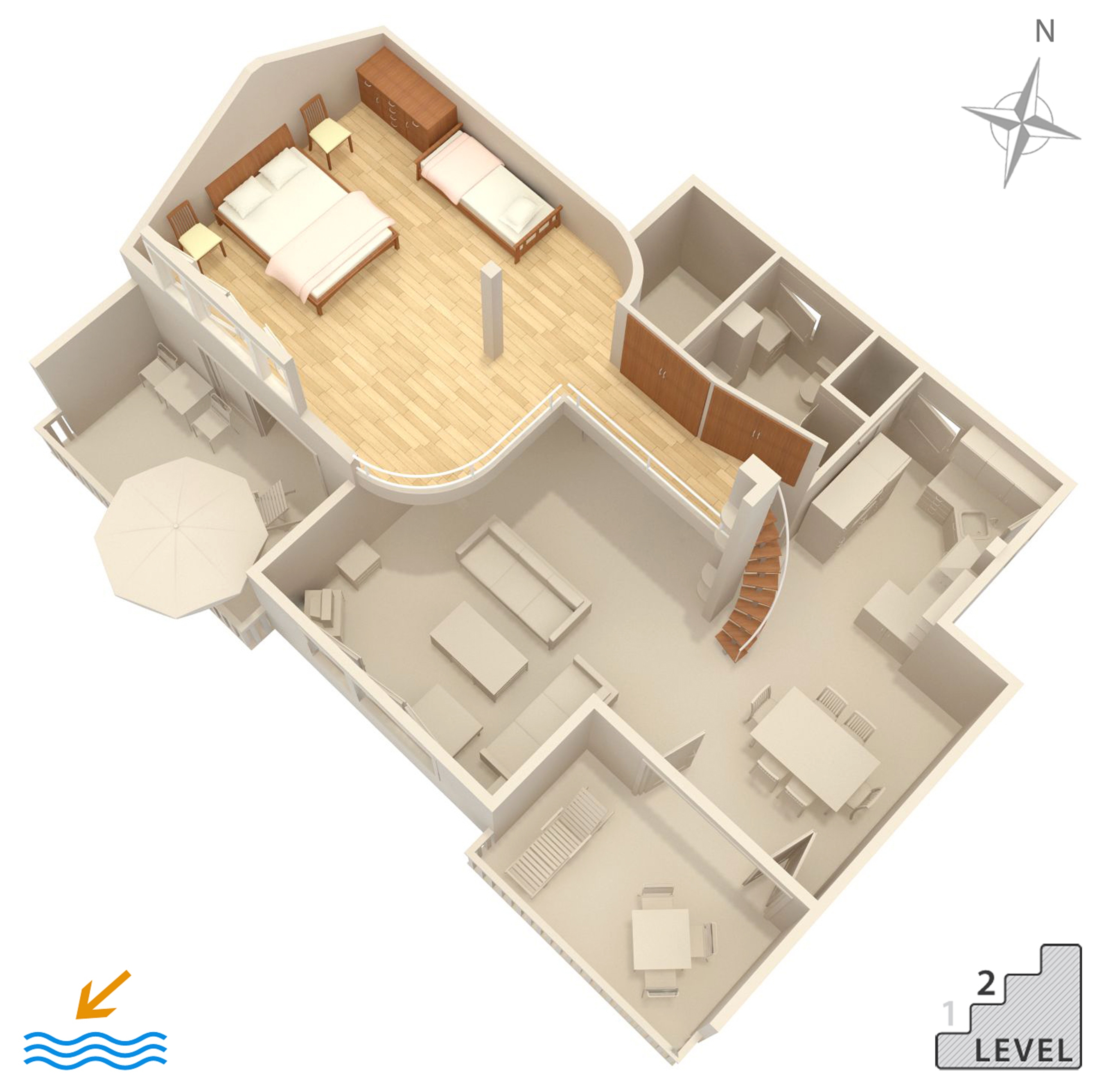 Two bedroom apartment with balcony and sea view Crikvenica  A-c