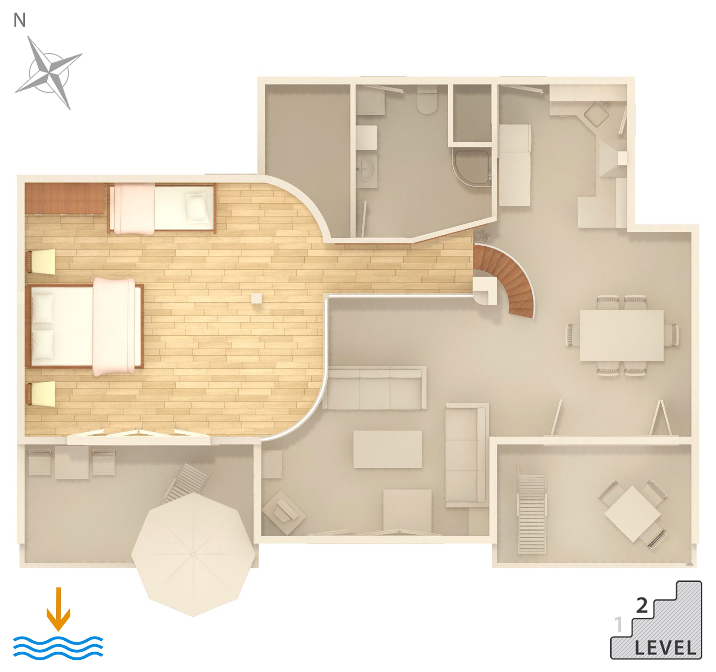 Two bedroom apartment with balcony and sea view Crikvenica  A-c