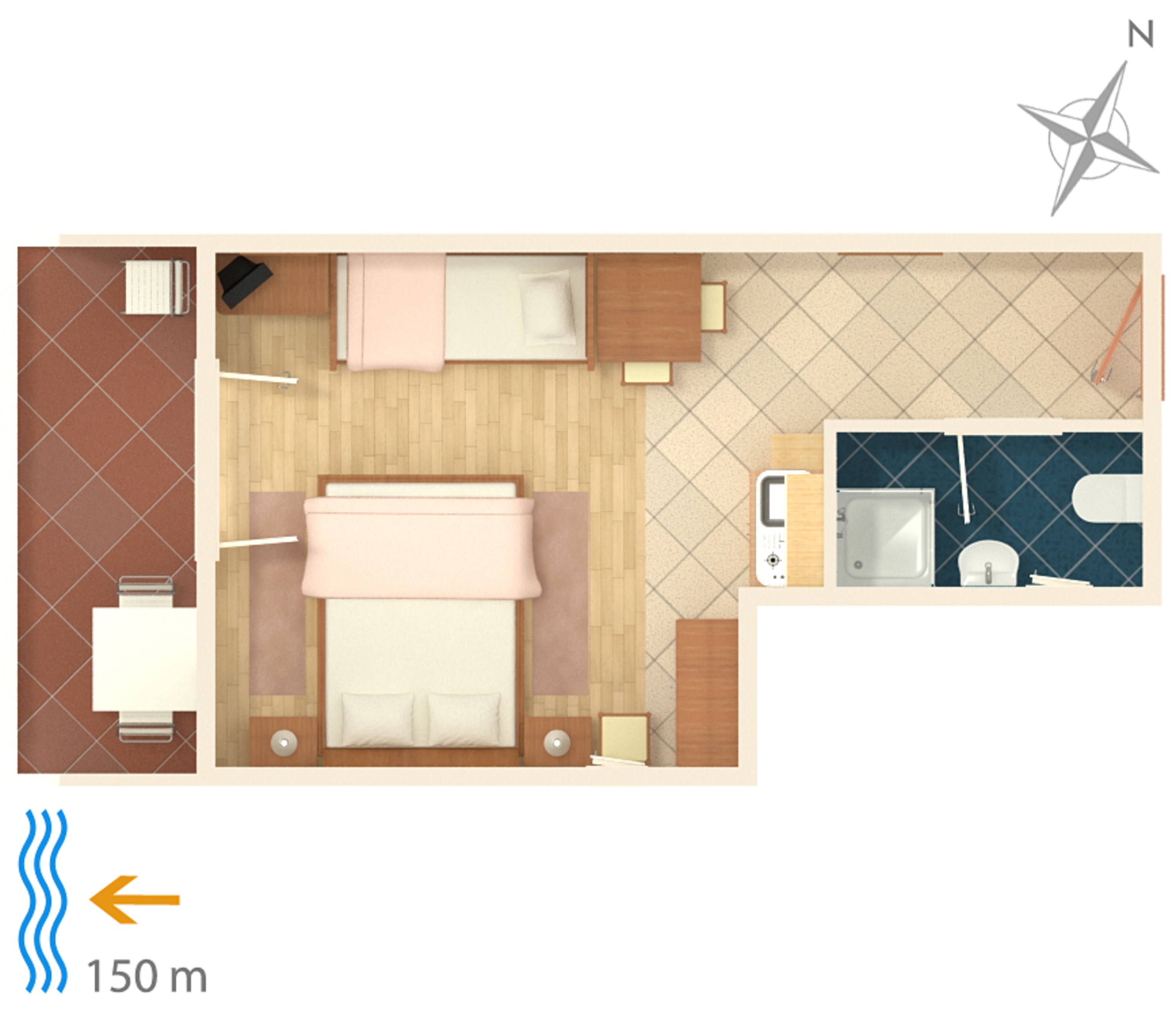 Studio flat with balcony and sea view Crikvenica  AS-b