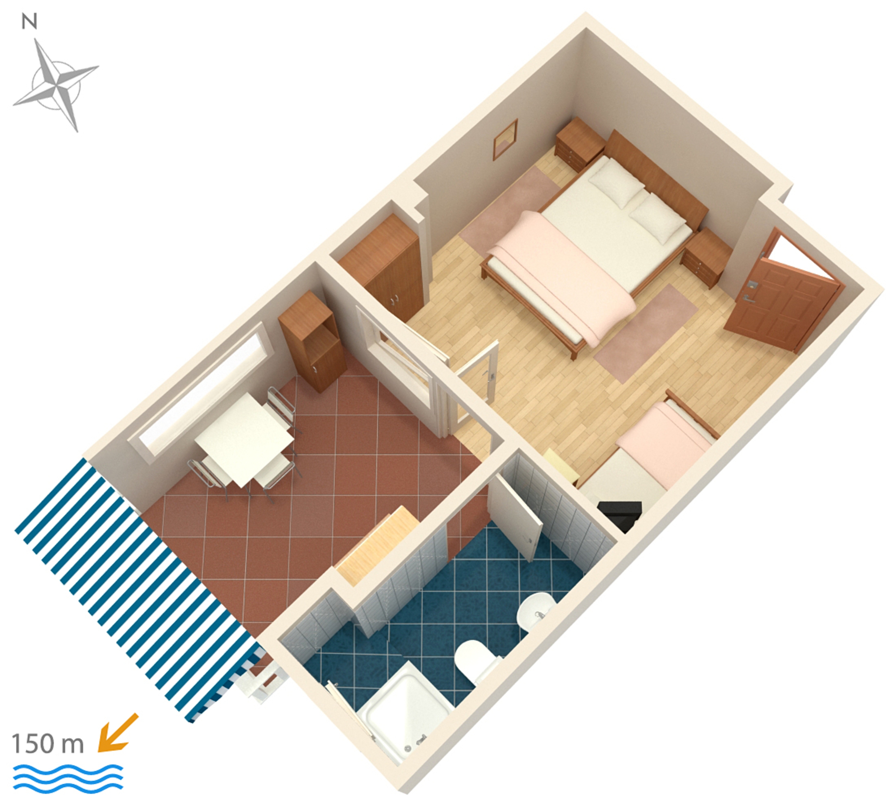 Studio flat with terrace and sea view Crikvenica  AS-c