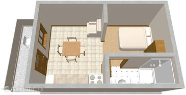 Plan Tri Žala, Plan in the studio-apartment, dopusteni kucni ljubimci i WIFI.