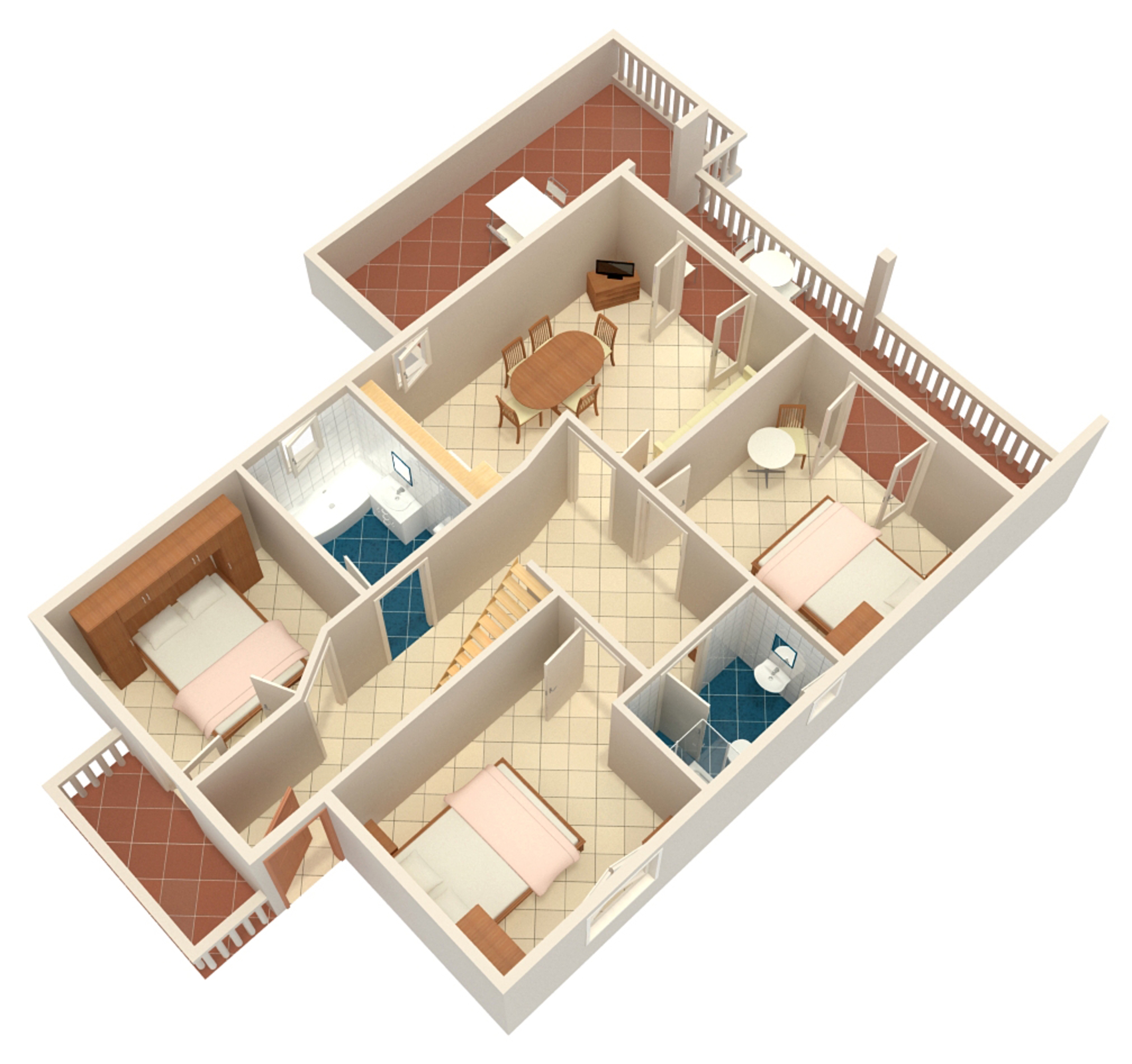 Three bedroom apartment with terrace and sea view Dramalj, Crikvenica  A-b