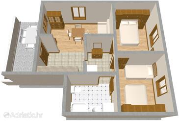 Brna, Plan in the apartment, (pet friendly).