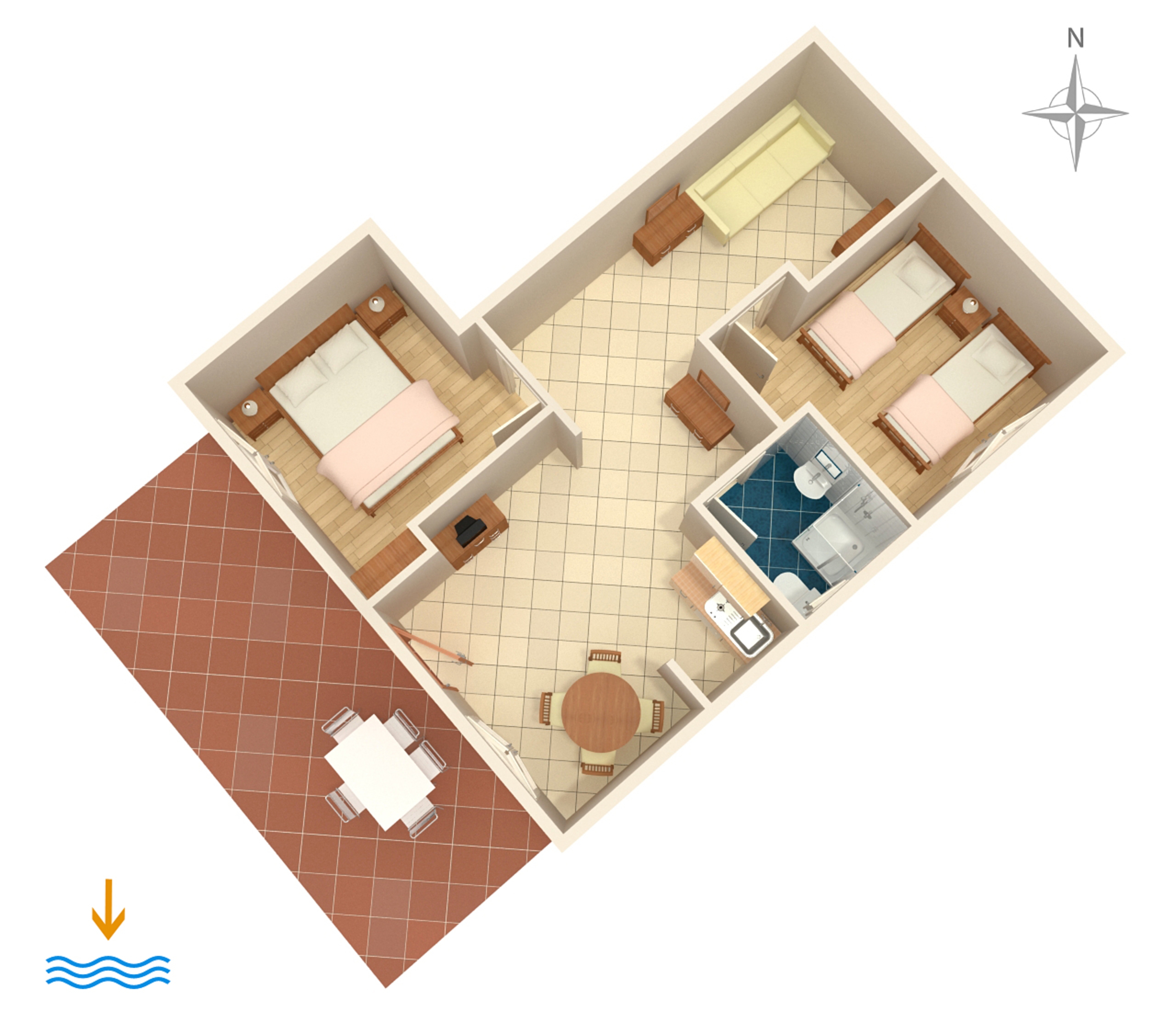 Two bedroom apartment with terrace Novi Vinodolski  A-a